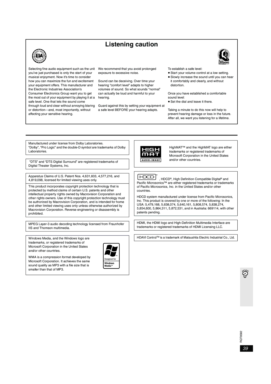 Panasonic SC-HT940, SC-HT740 operating instructions 2006Listening532PM caution 