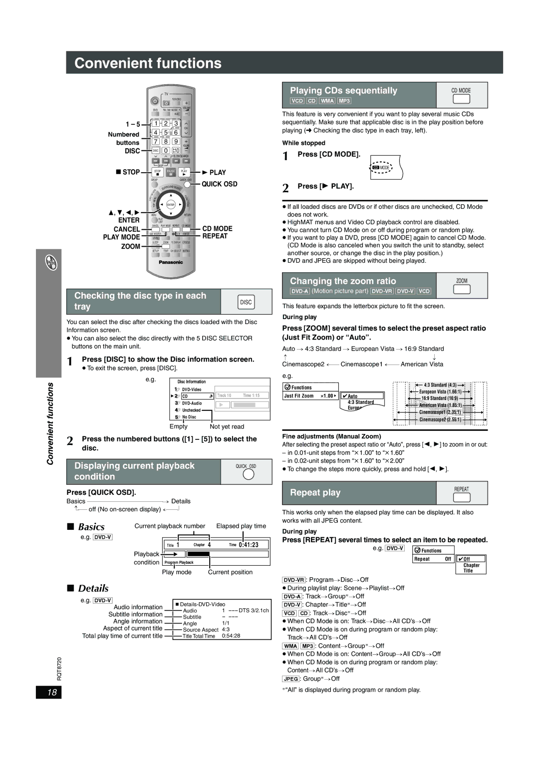 Panasonic SC-HT744 operating instructions Convenient functions, Basics, Details 