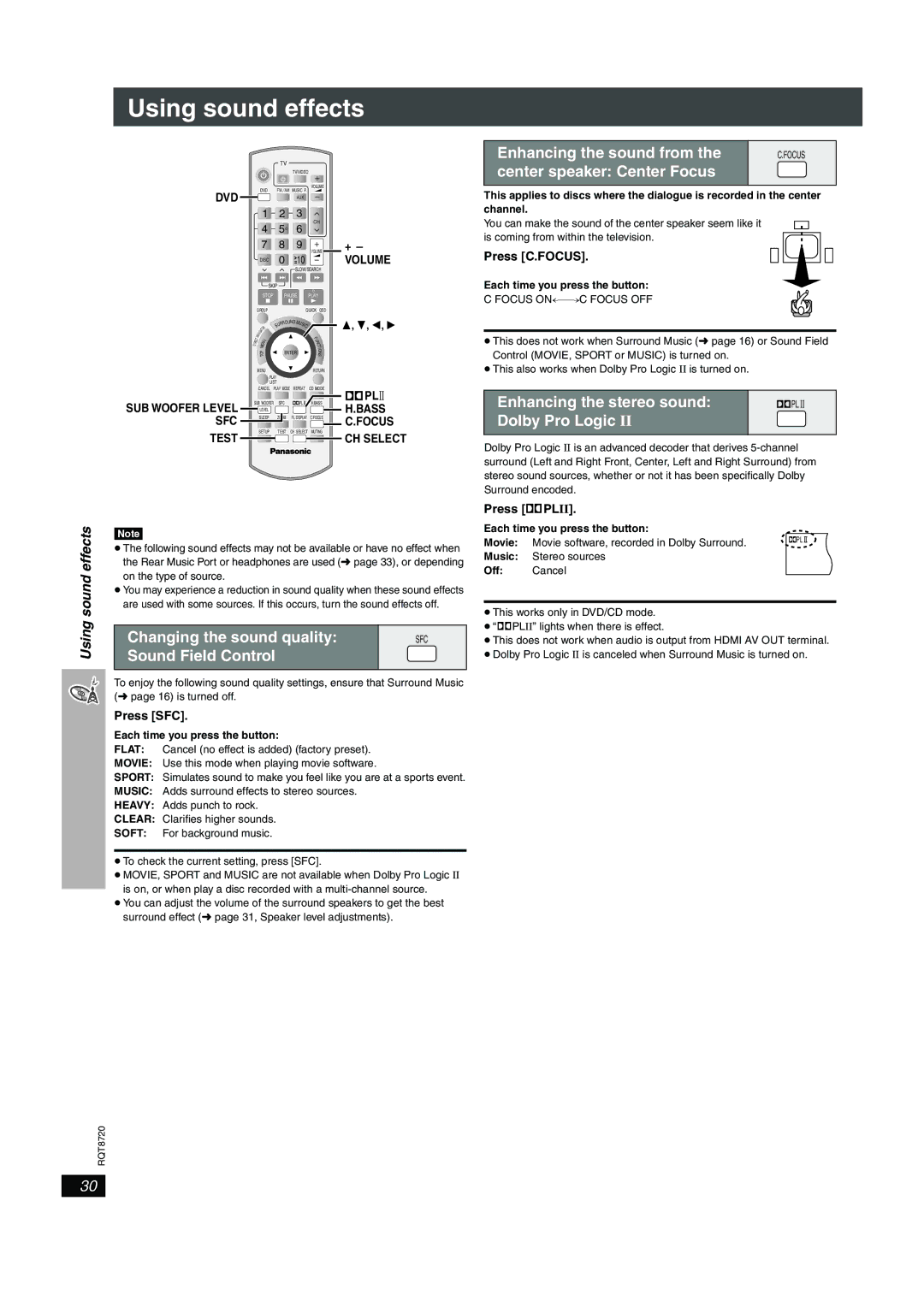 Panasonic SC-HT744 operating instructions Using sound effects 