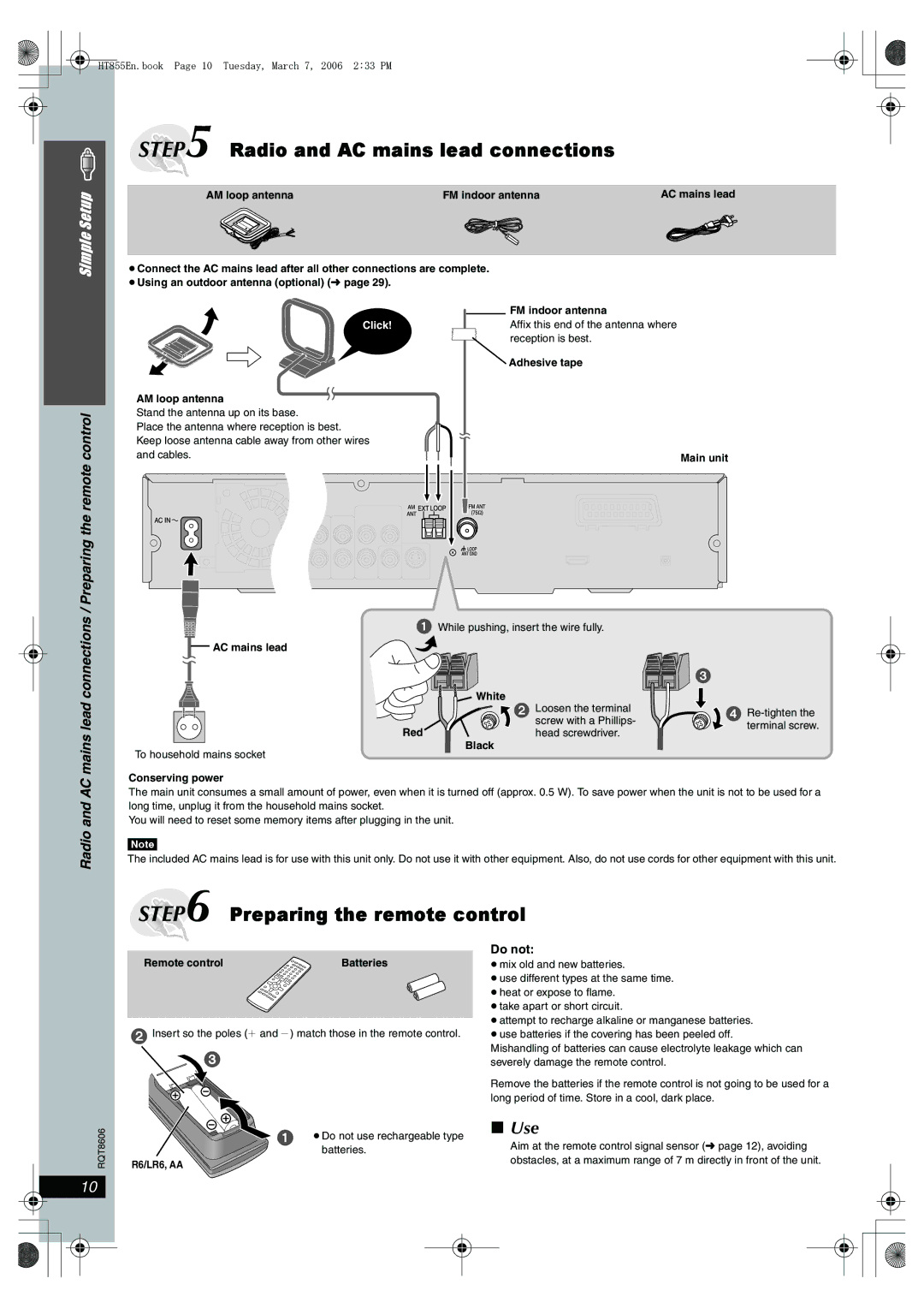 Panasonic SC-HT855 manual Use, Lead, Do not 