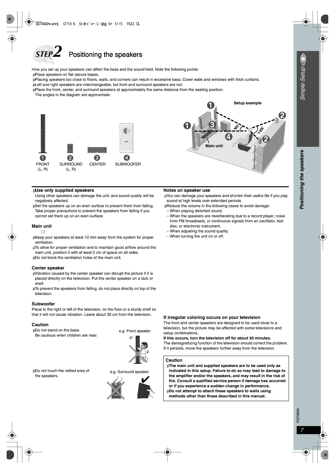 Panasonic SC-HT855 manual Speakers, Positioning 