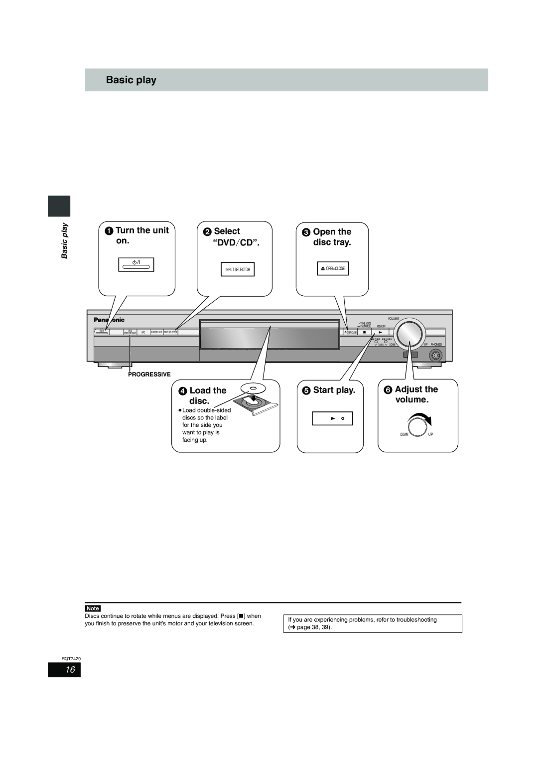 Panasonic SC-HT870, SC-HT878, SC-HT520 specifications Basic play, Progressive, Facing up 