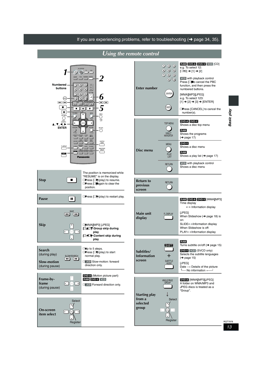 Panasonic SC-HT840, SC-HT880, SC-HT530 manual Play, Basic, Enter 