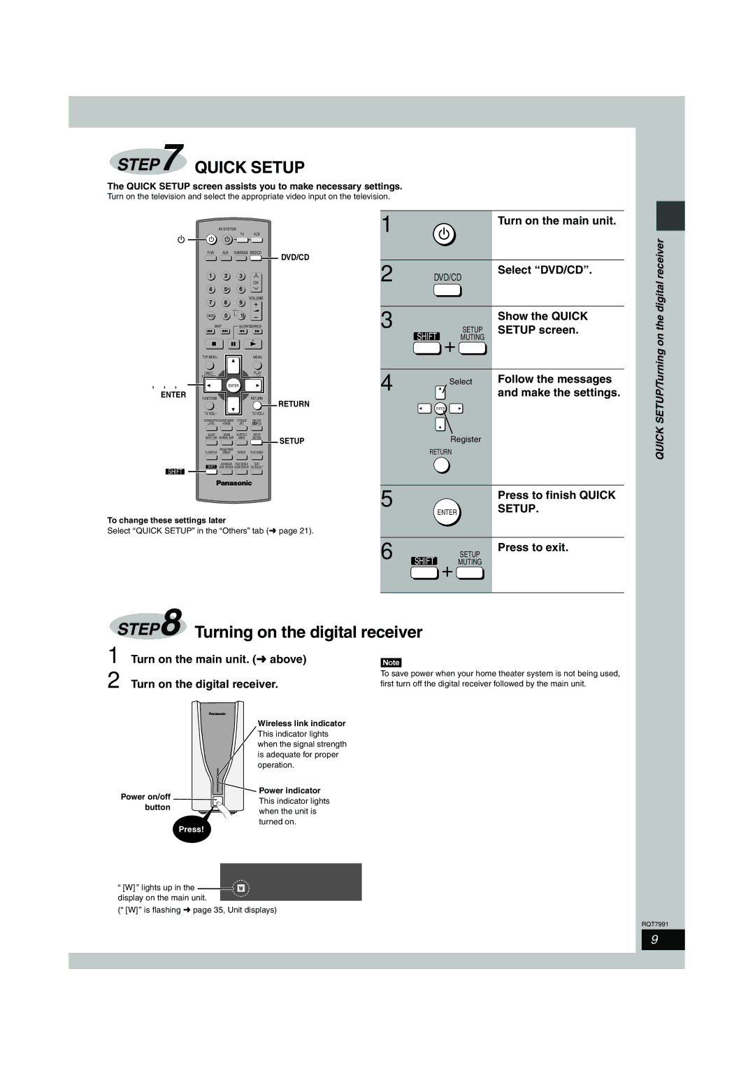 Panasonic SC-HT880W operating instructions Turning on the digital receiver 