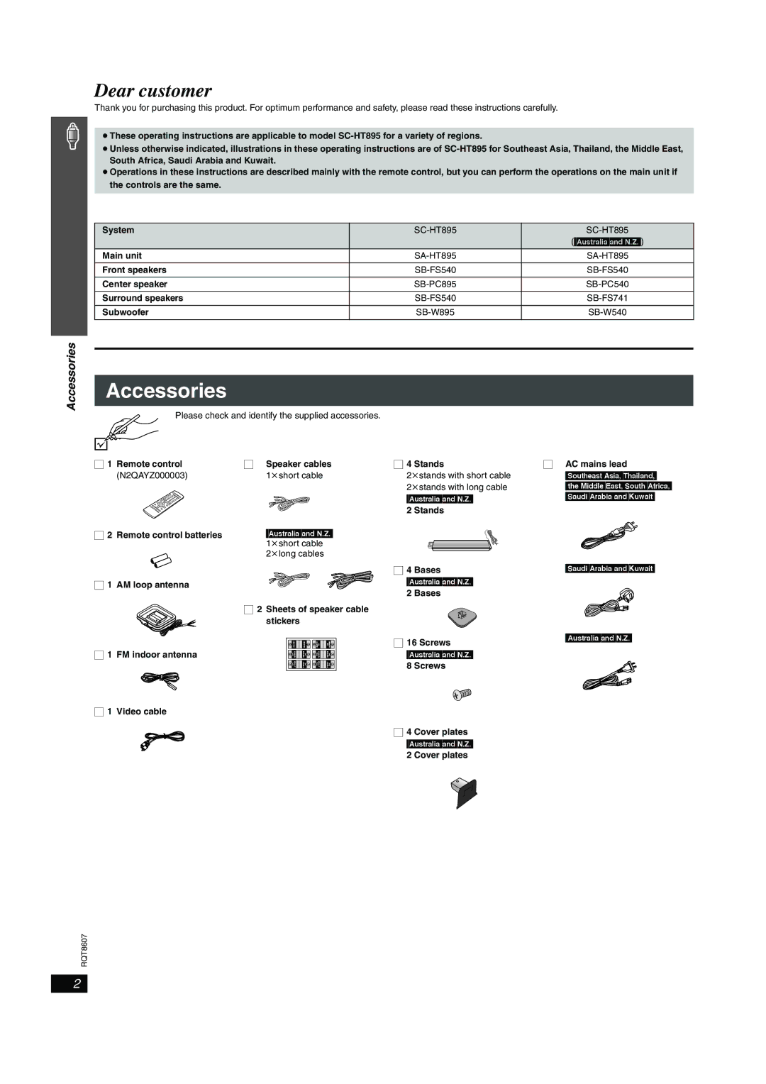 Panasonic SC-HT895 manual Accessories 