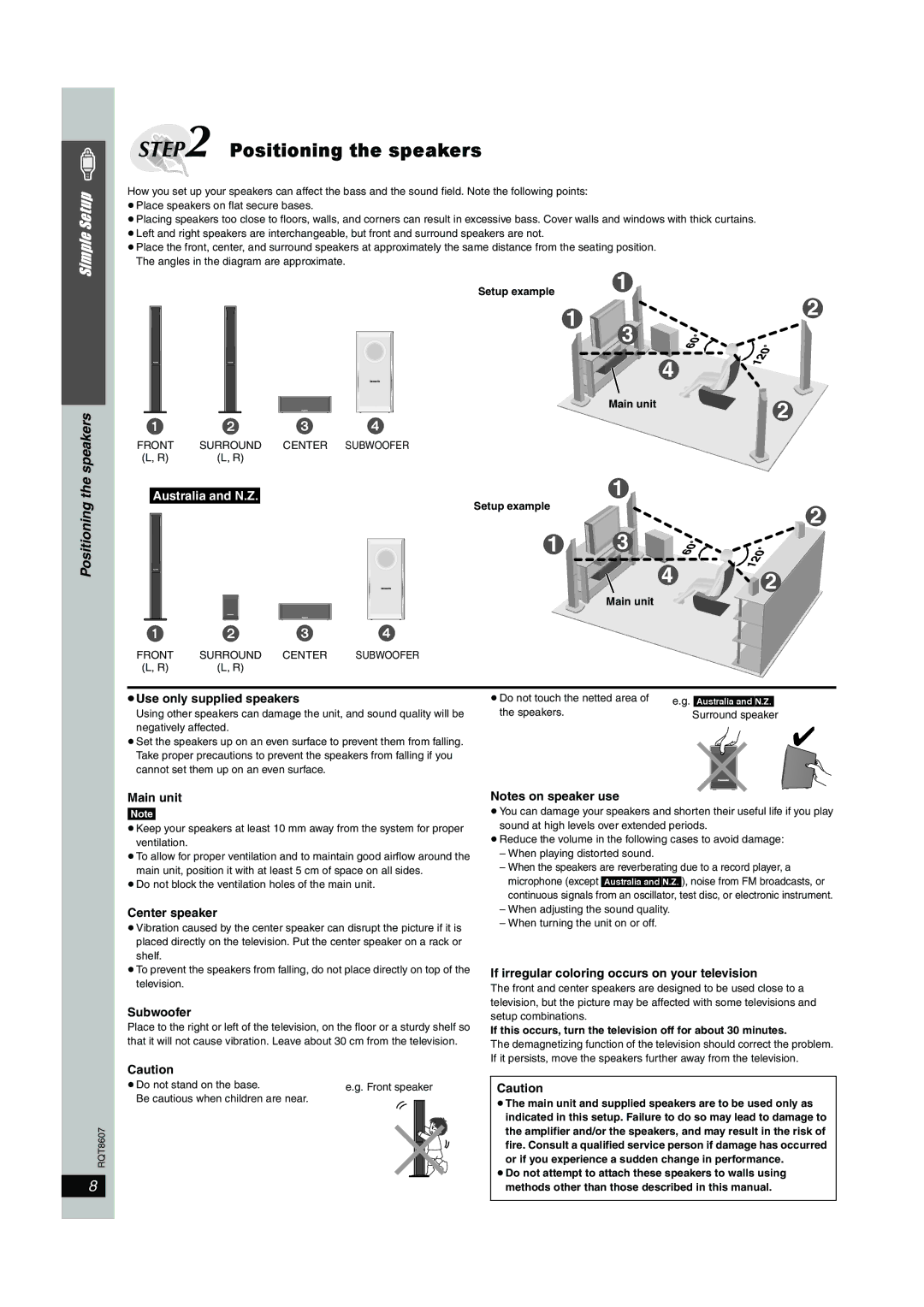 Panasonic SC-HT895 manual ≥Use only supplied speakers, Main unit, Center speaker, Subwoofer 