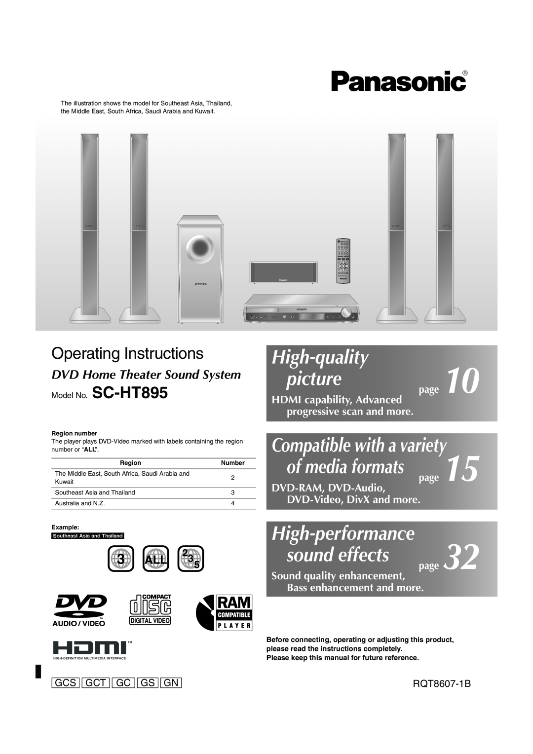 Panasonic SC-HT895 manual DVD Home Theater Sound System, High-quality picture, High-performance sound effects, 3 ALL, page 