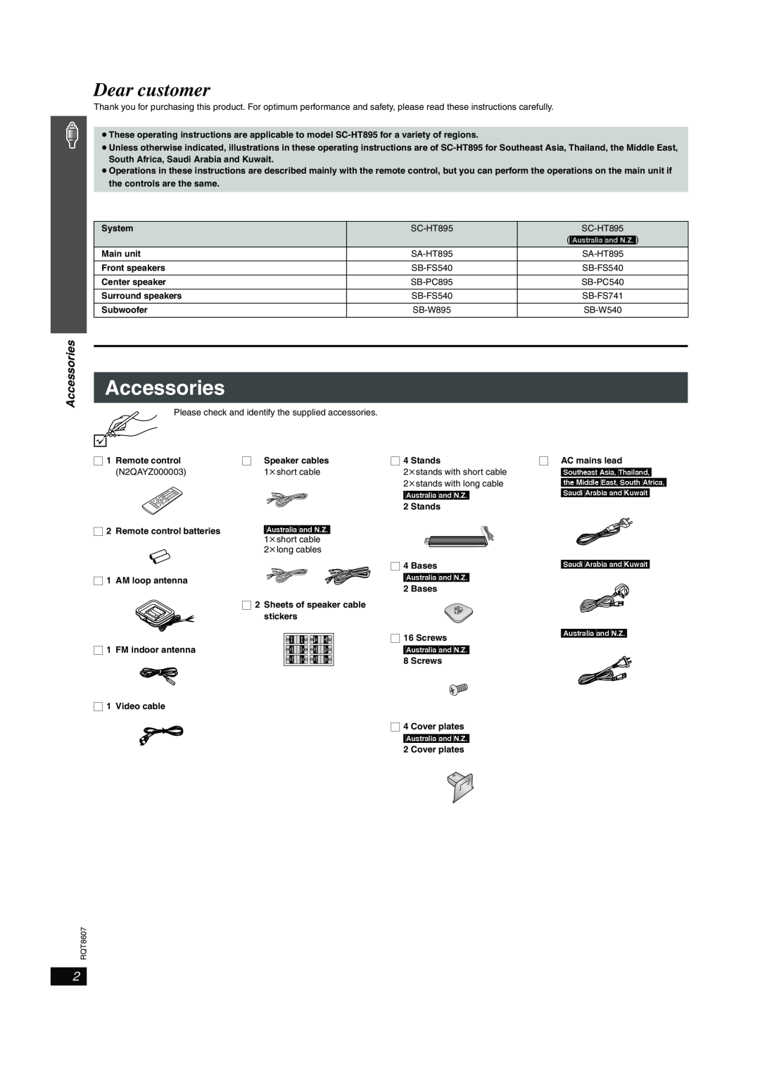 Panasonic SC-HT895 manual Accessories, 4 17PM, HT895En.bookPage2Friday,April21,2006 