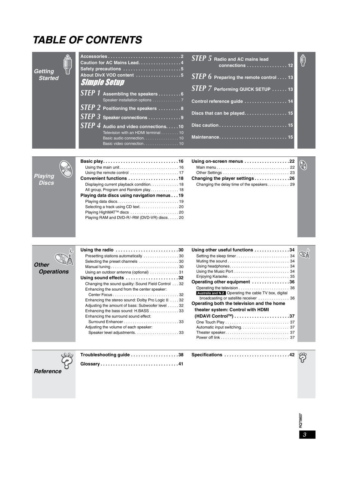 Panasonic SC-HT895 manual Getting, Started, Other Operations, Reference, HT895En.bookPage3 
