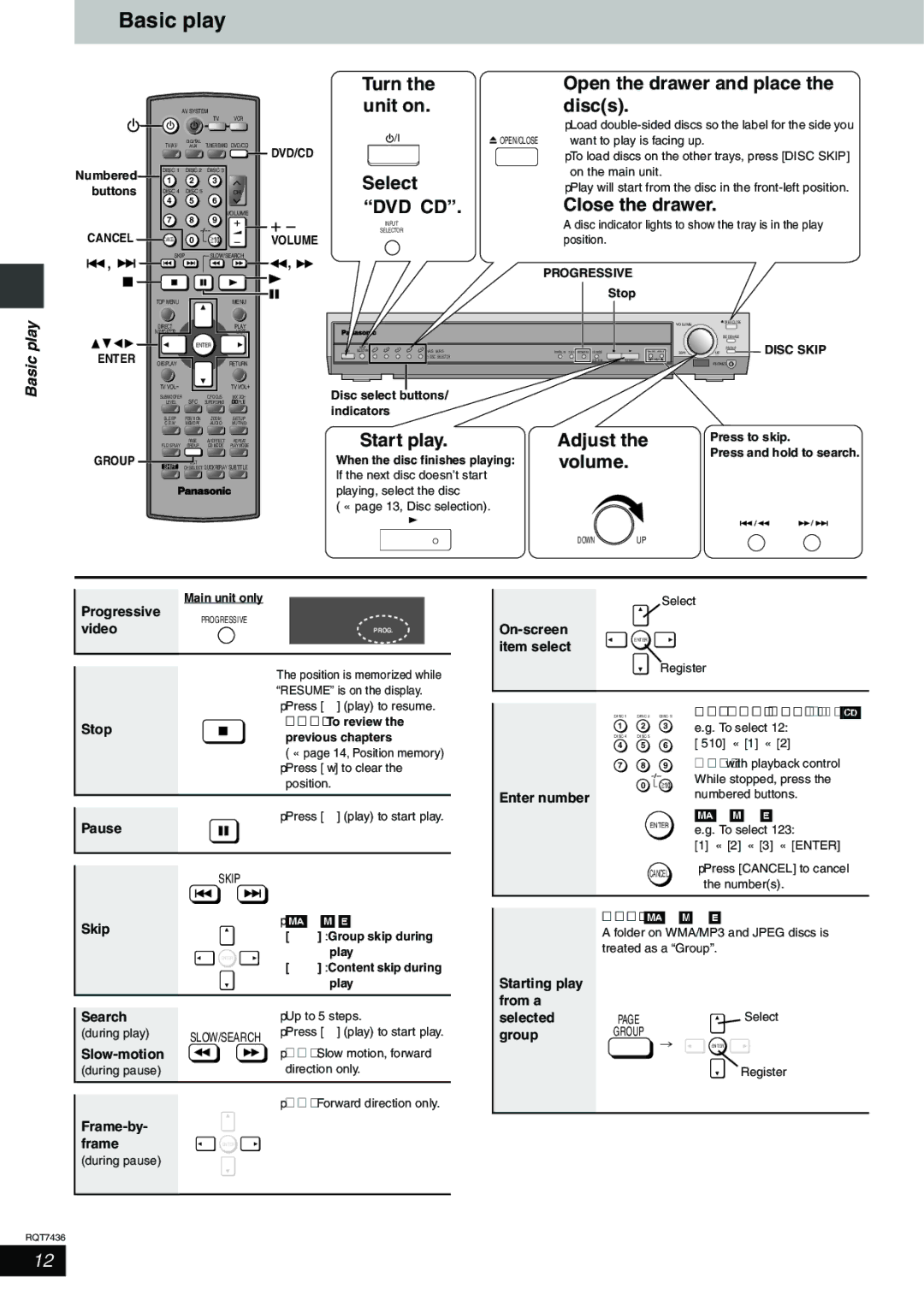 Panasonic SC-HT928 specifications Basic play 