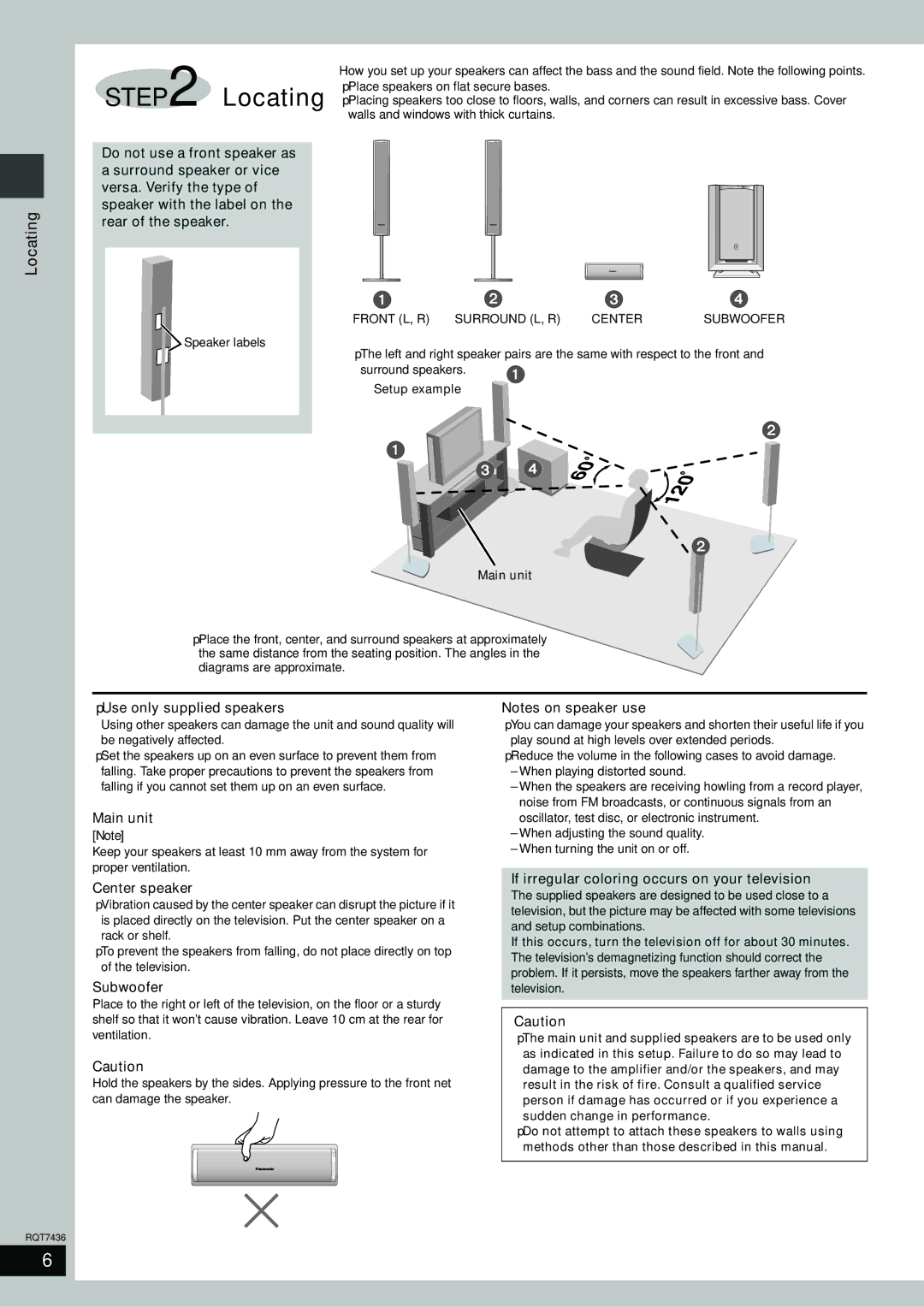 Panasonic SC-HT928 specifications Locating 