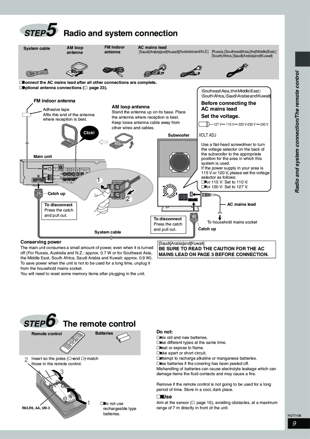 Panasonic SC-HT928 specifications Remote control, Radio and system connection/The remote control 