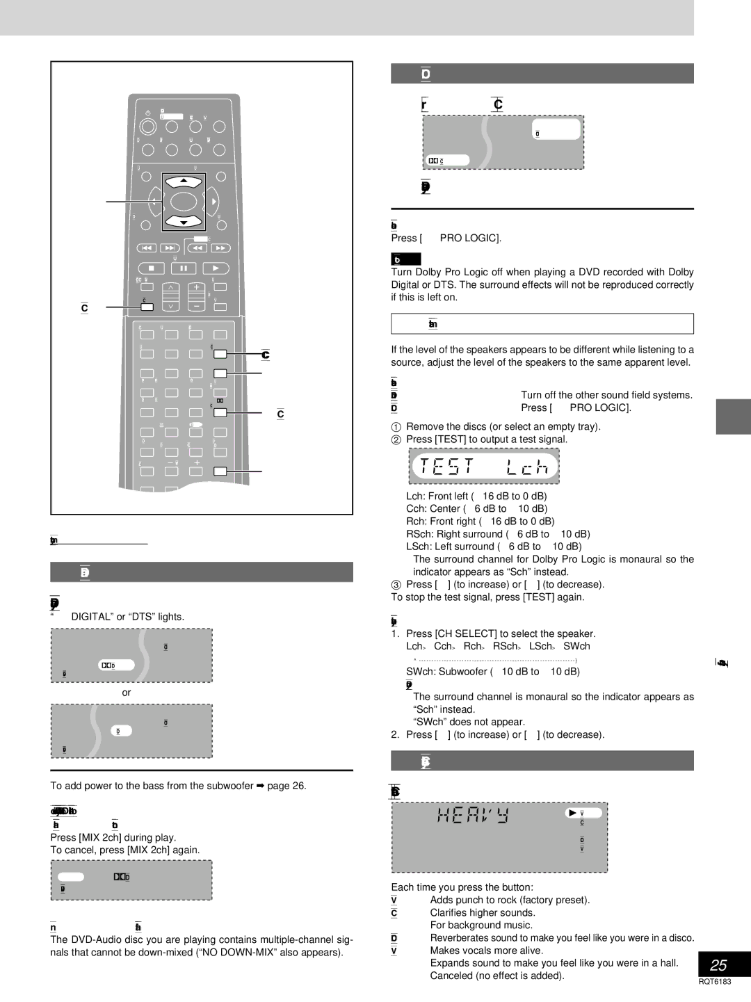 Panasonic SC-HT75, SC-HT95 warranty Dolby Digital and DTS, Changing sound field and quality 