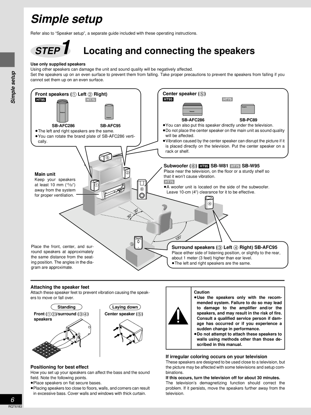 Panasonic SC-HT95, SC-HT75 warranty Setup, Simple 