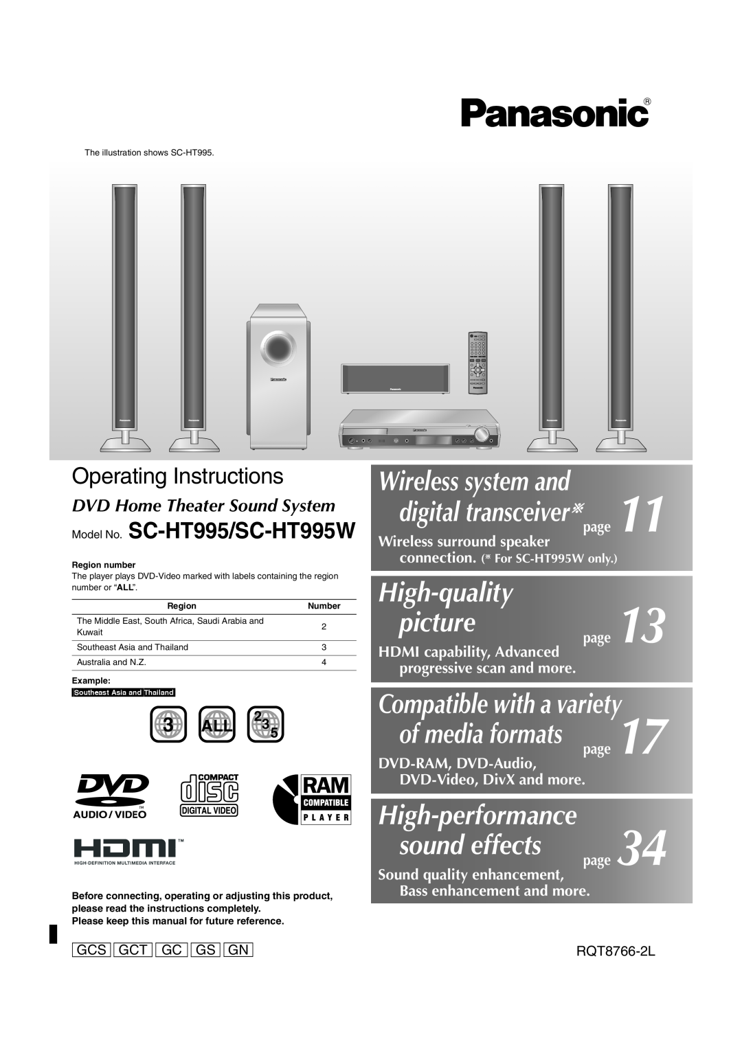 Panasonic SC-HT995 operating instructions Wireless system and, High-quality picture, High-performance sound effects, 3ALL 