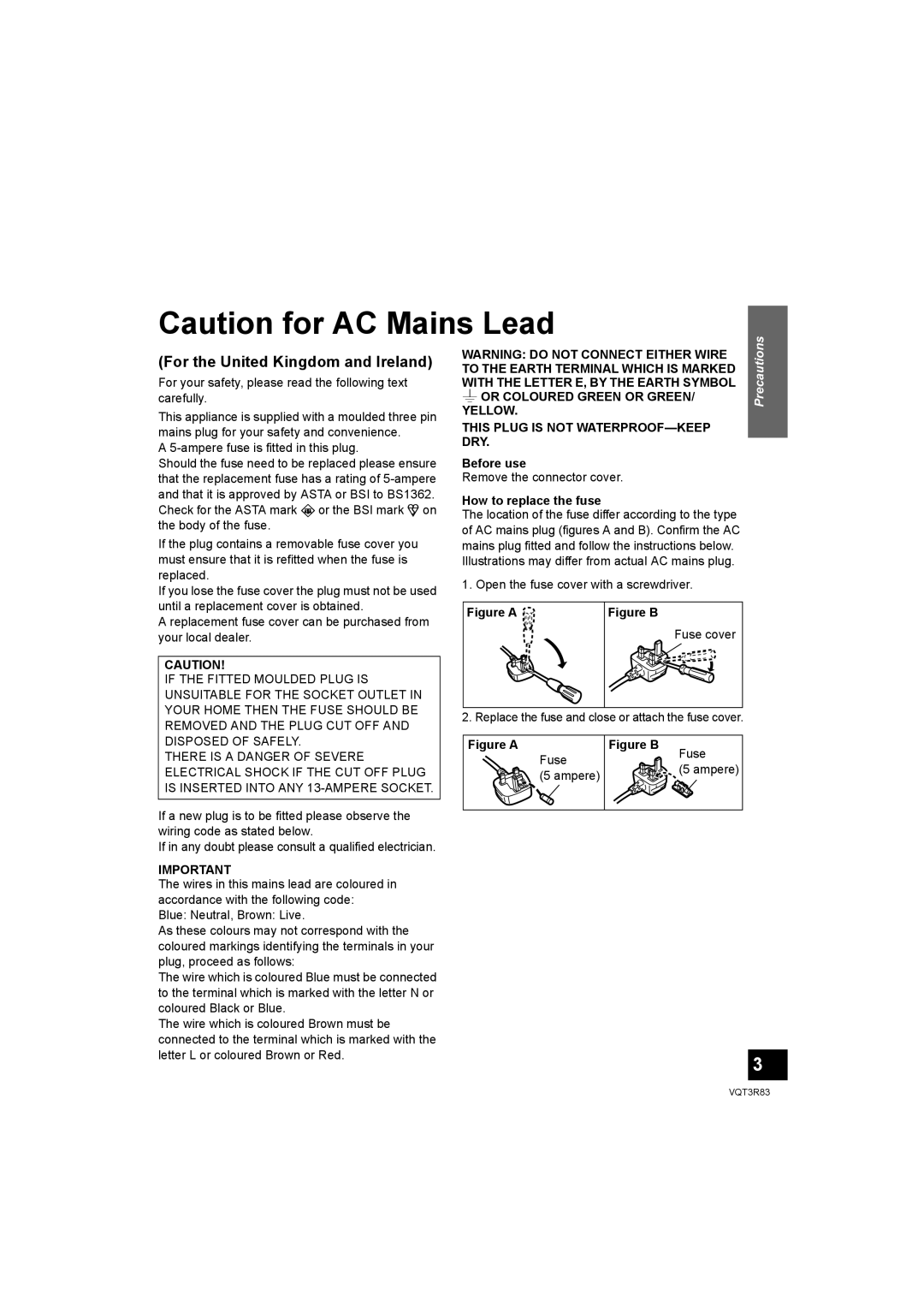 Panasonic SC-HTB15 operating instructions For the United Kingdom and Ireland, Before use, How to replace the fuse 