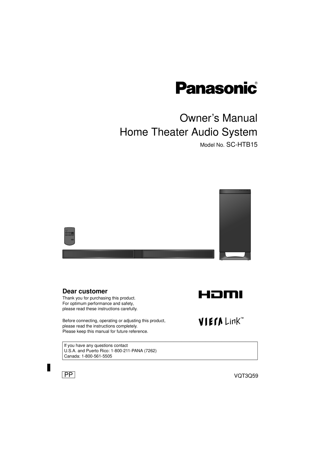 Panasonic SC-HTB15 owner manual 
