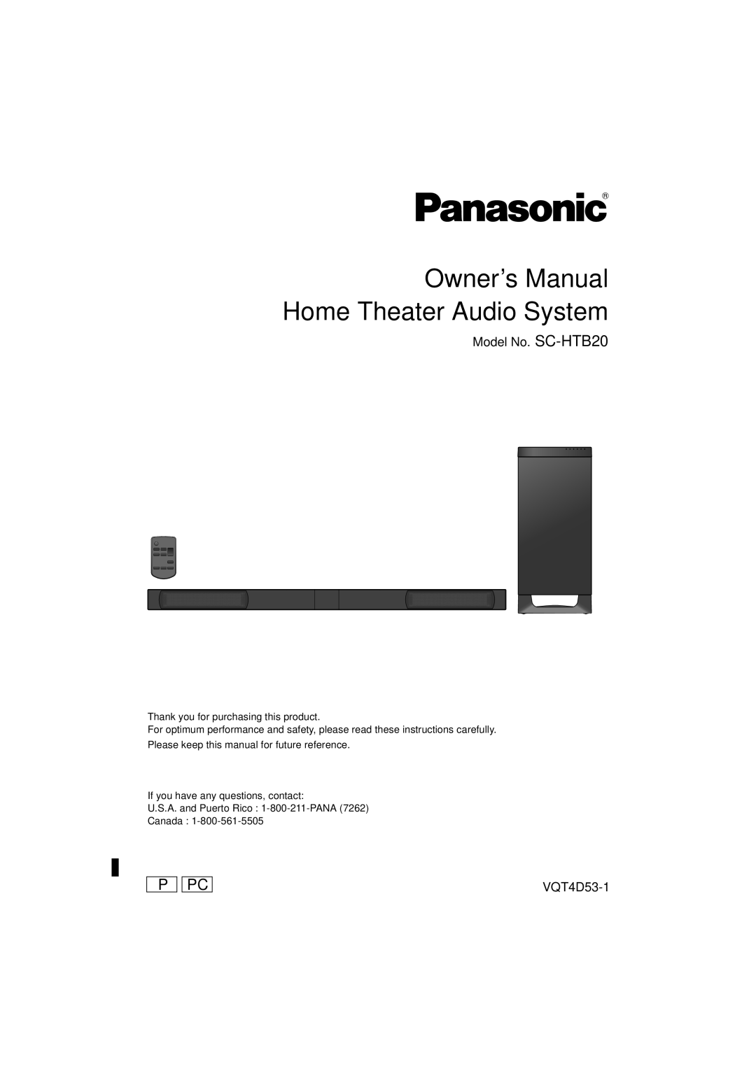 Panasonic SC-HTB20 owner manual P Pc 