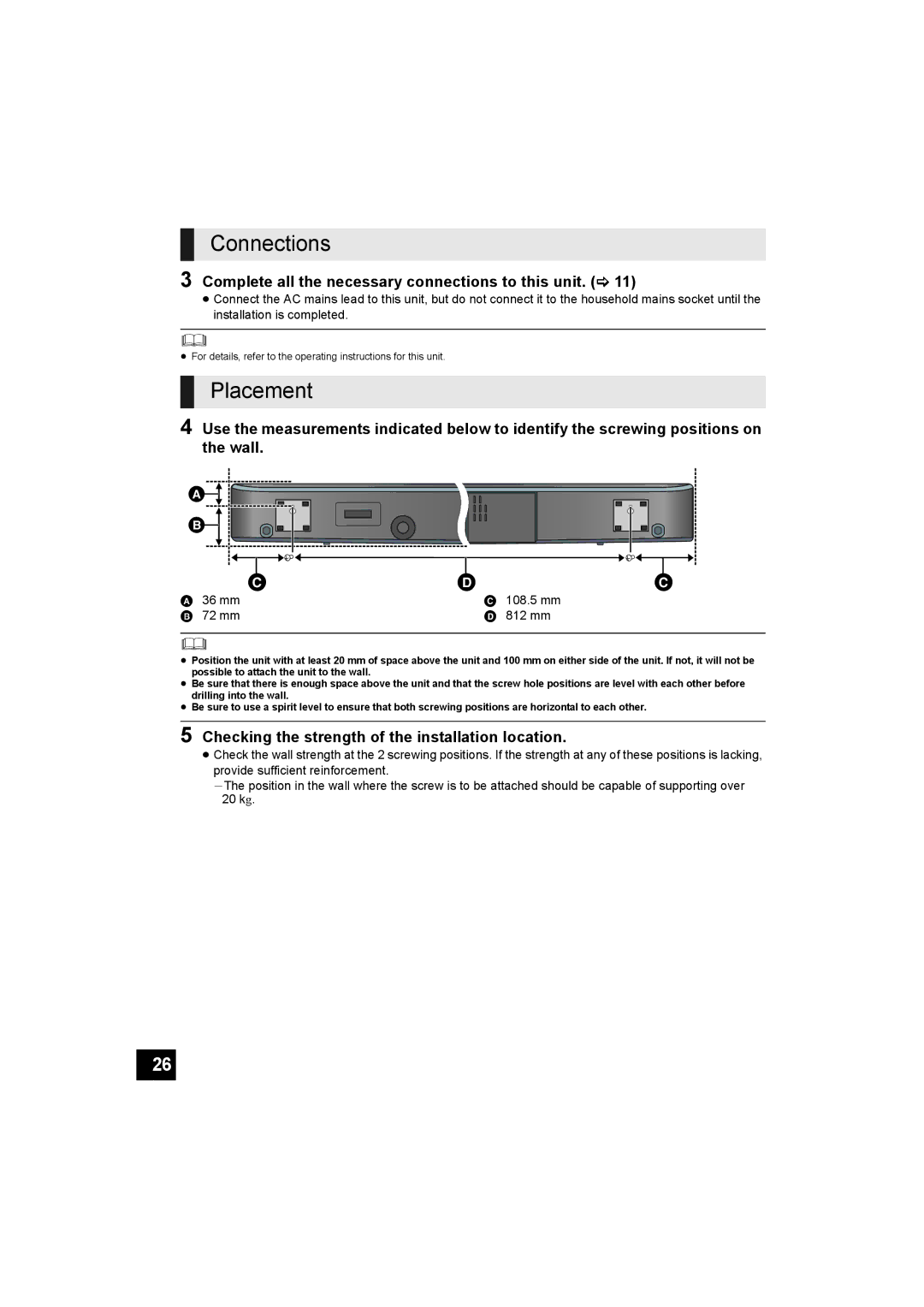 Panasonic SC-HTB500 operating instructions Connections, Placement, Complete all the necessary connections to this unit 