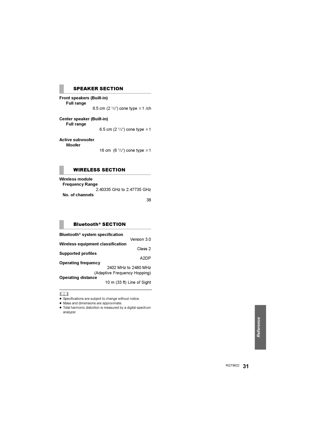 Panasonic SC-HTB580 owner manual Bluetooth Section 