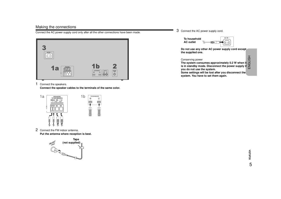 Panasonic SC-MAX670 owner manual Making the connections, Connect the FM indoor antenna, Connect the AC power supply cord 