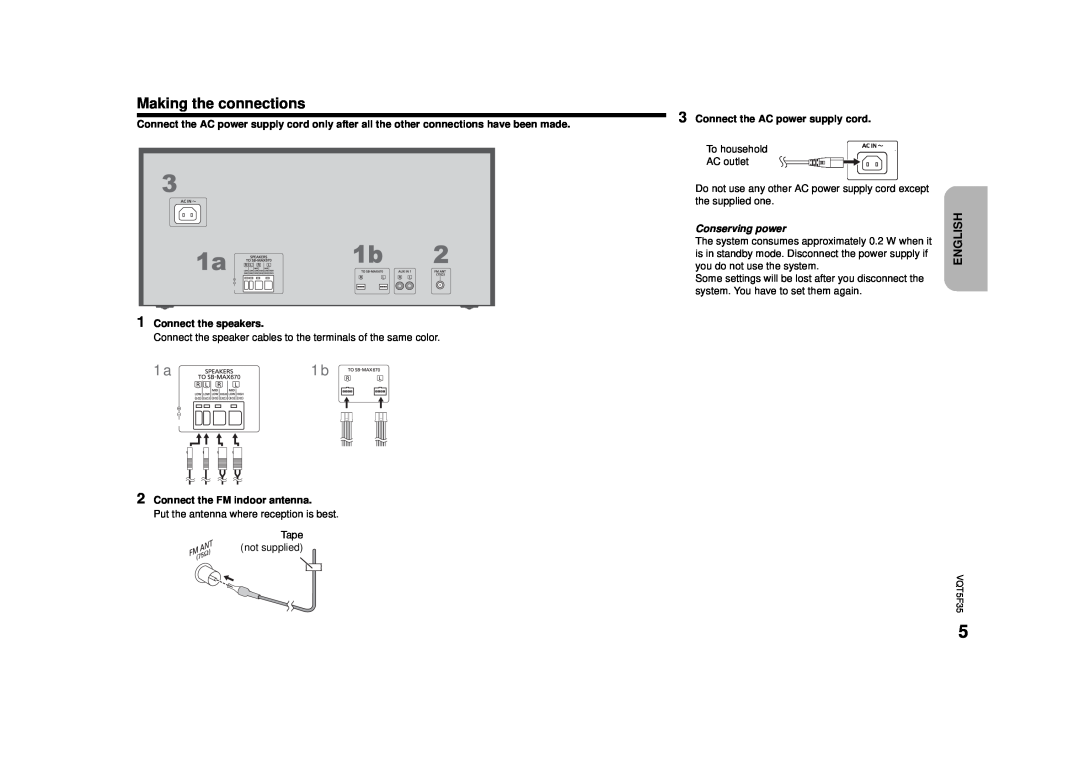 Panasonic SC-MAX670 owner manual Making the connections, Conserving power 
