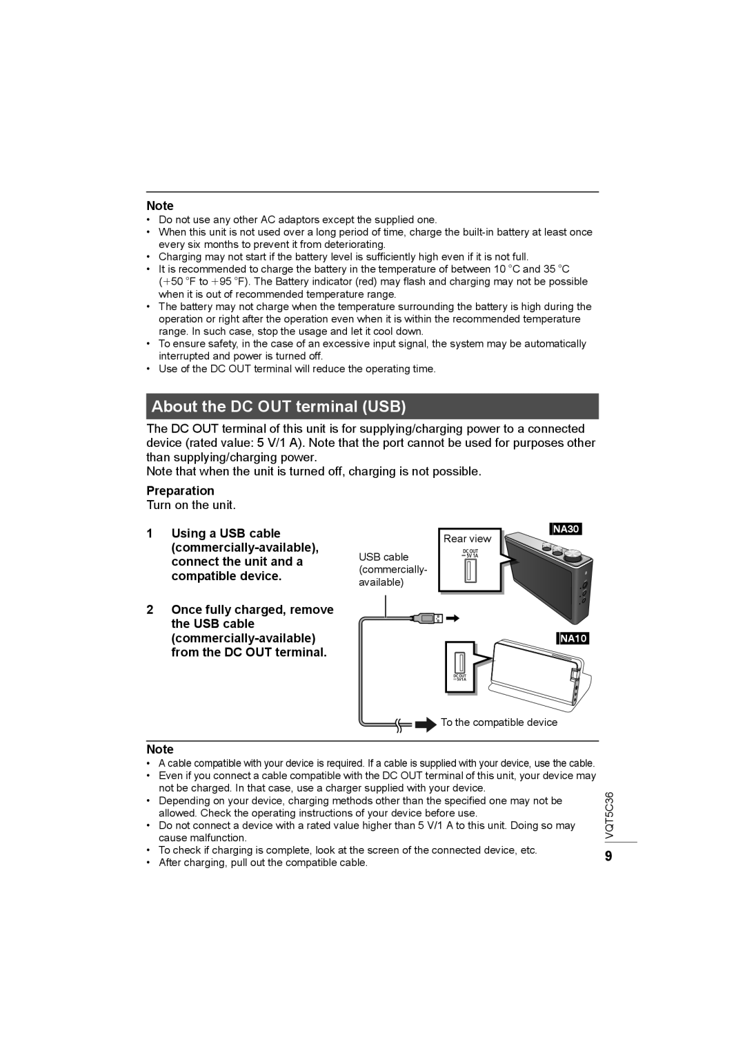 Panasonic SC-NA30 owner manual About the DC OUT terminal USB, Preparation, Turn on the unit 