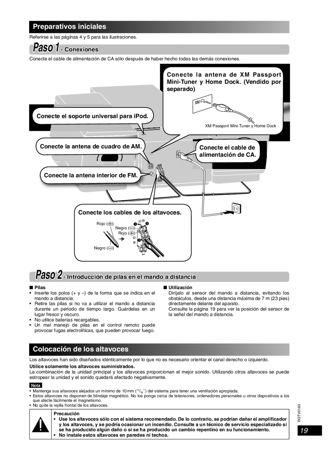 Panasonic SC-NS55 important safety instructions Preparativos iniciales, Colocación de los altavoces, Paso 1 Conexiones 