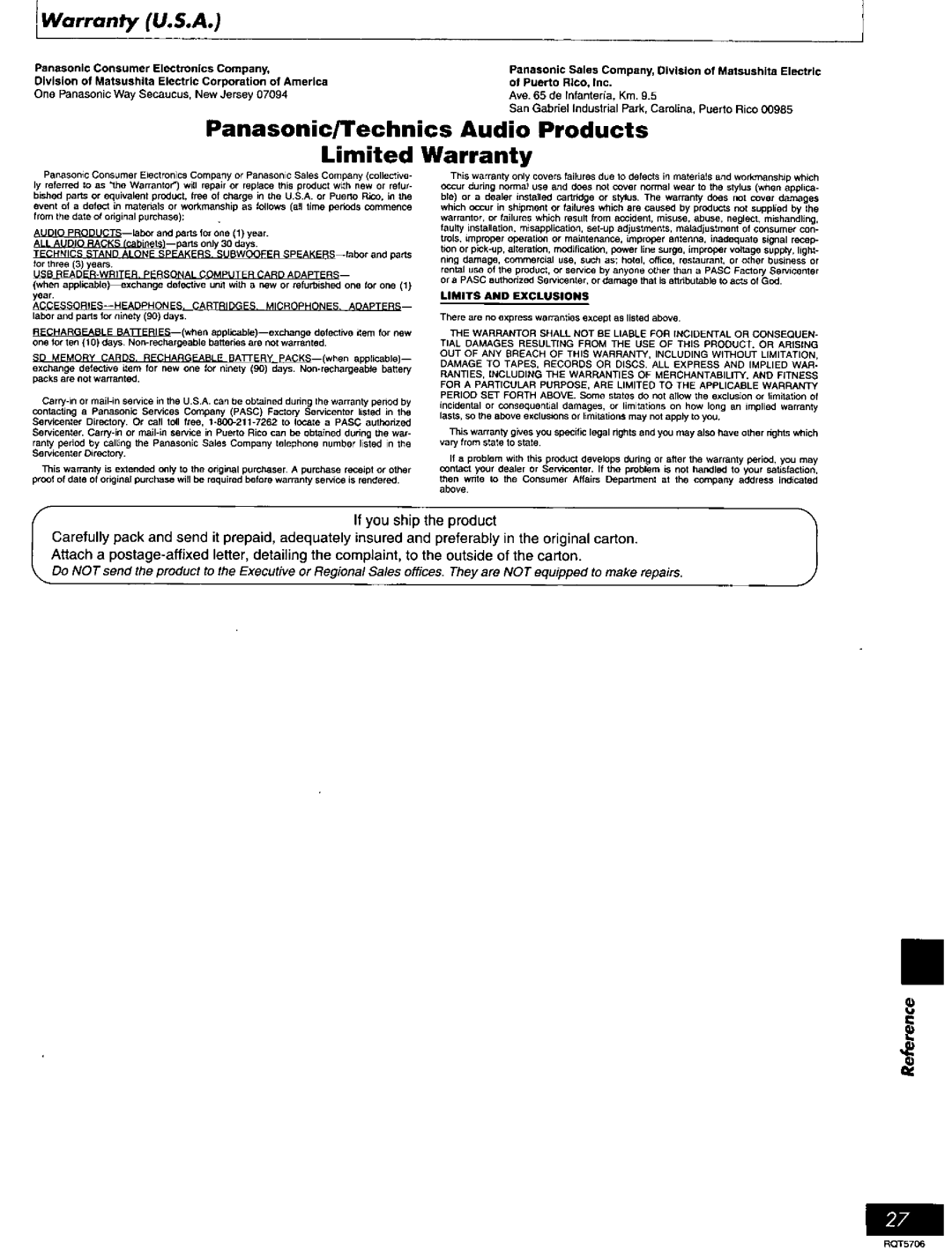 Panasonic SC-PM11, SC-PM12 manual 