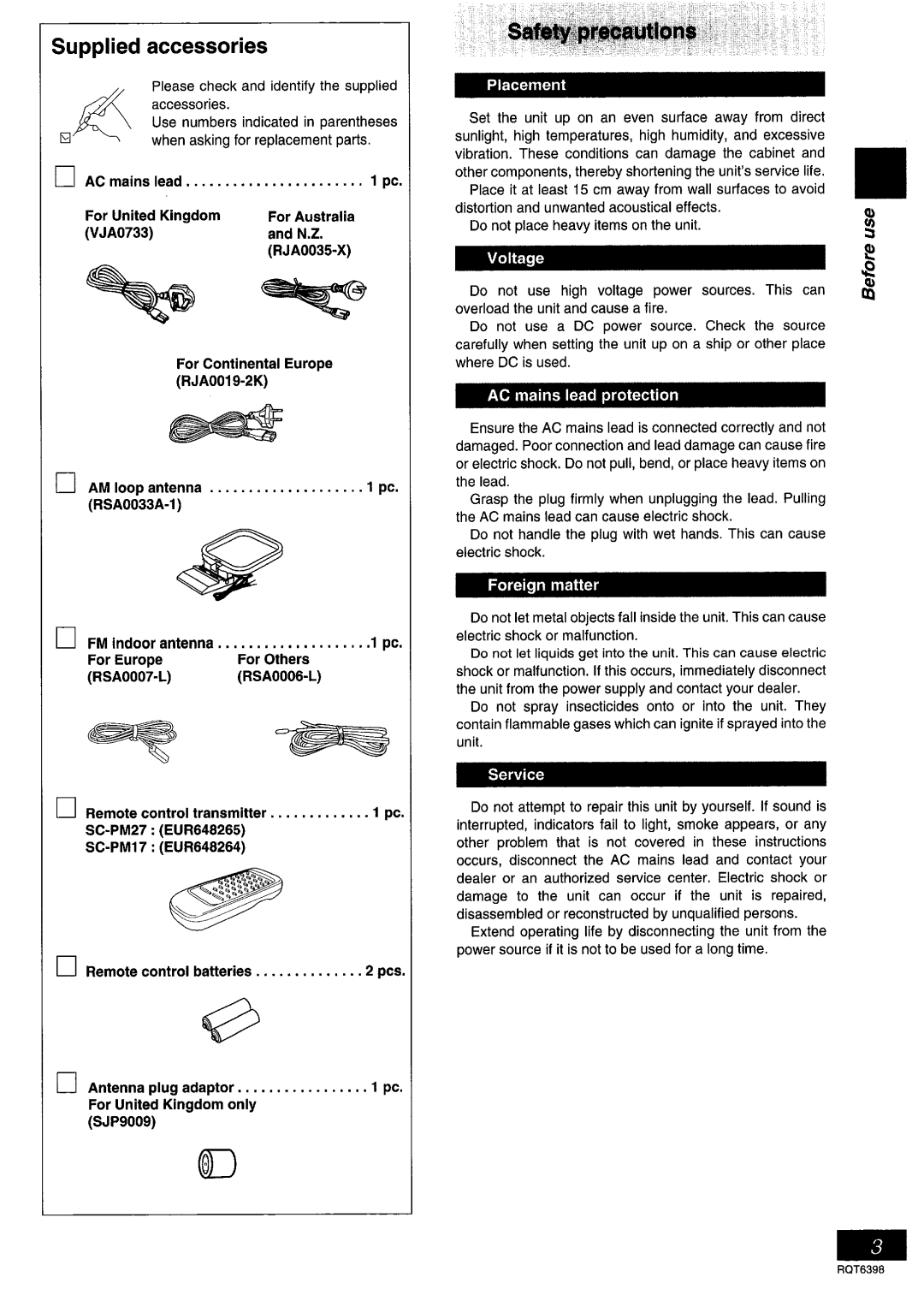 Panasonic SC-PM17 manual 