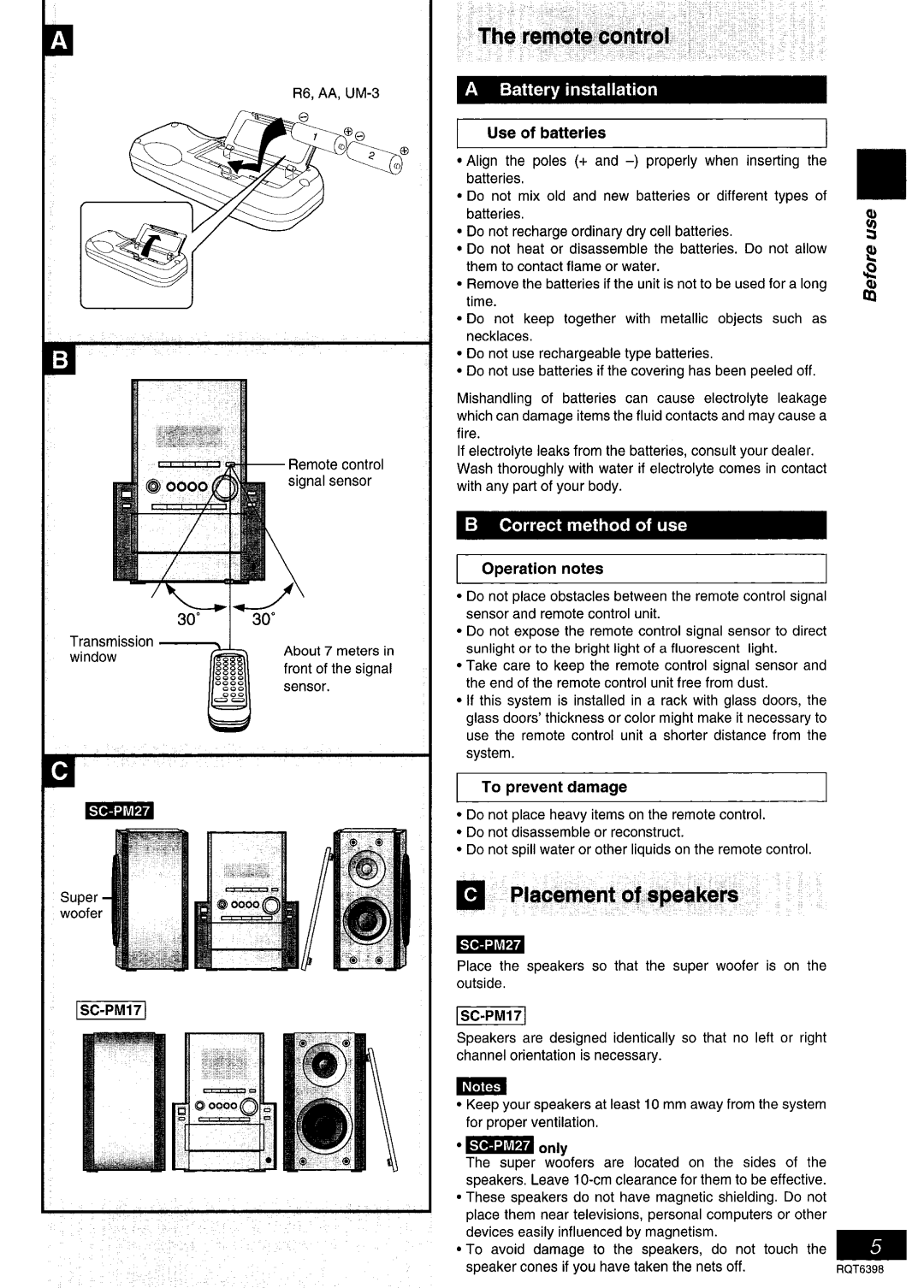 Panasonic SC-PM17 manual 