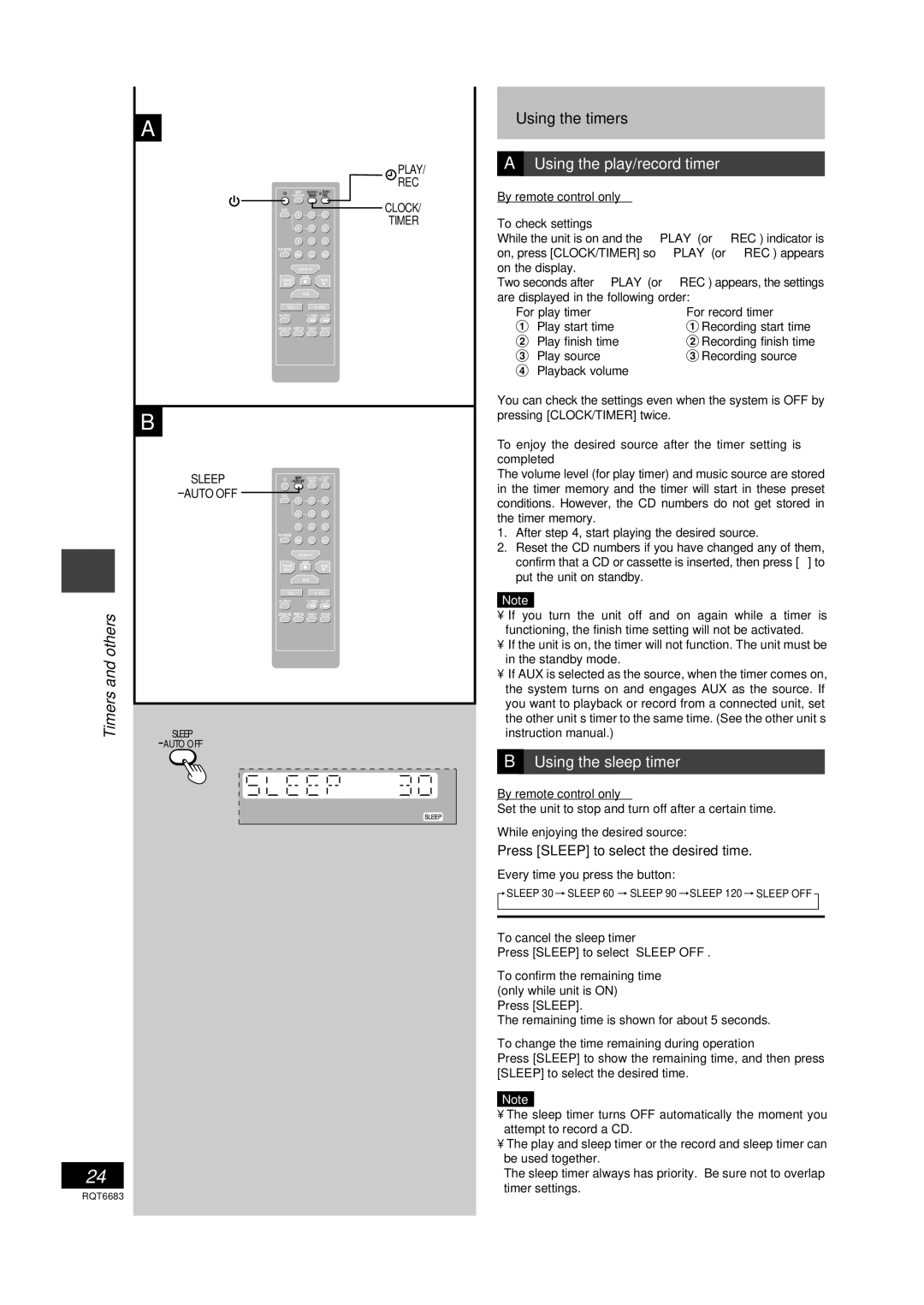 Panasonic SC-PM18 manual Using the sleep timer, Press Sleep to select the desired time 