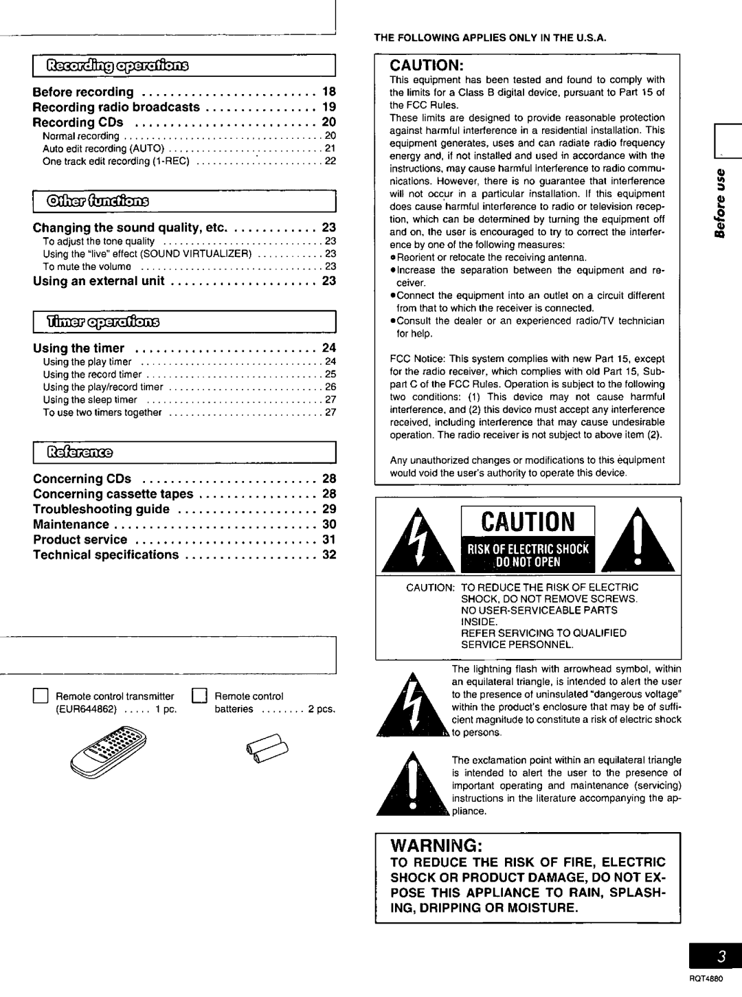 Panasonic SC-PM20 manual 