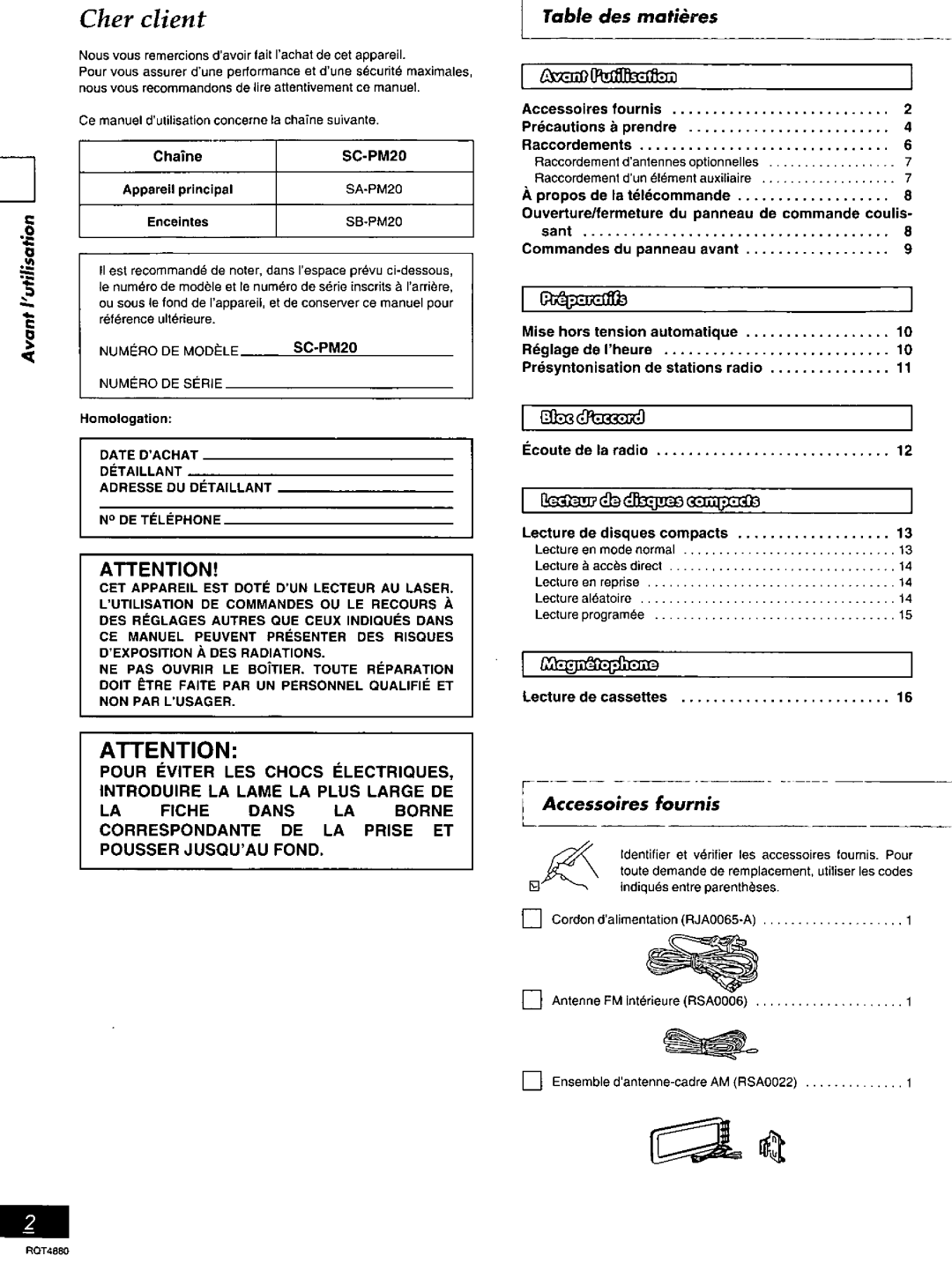 Panasonic SC-PM20 manual 