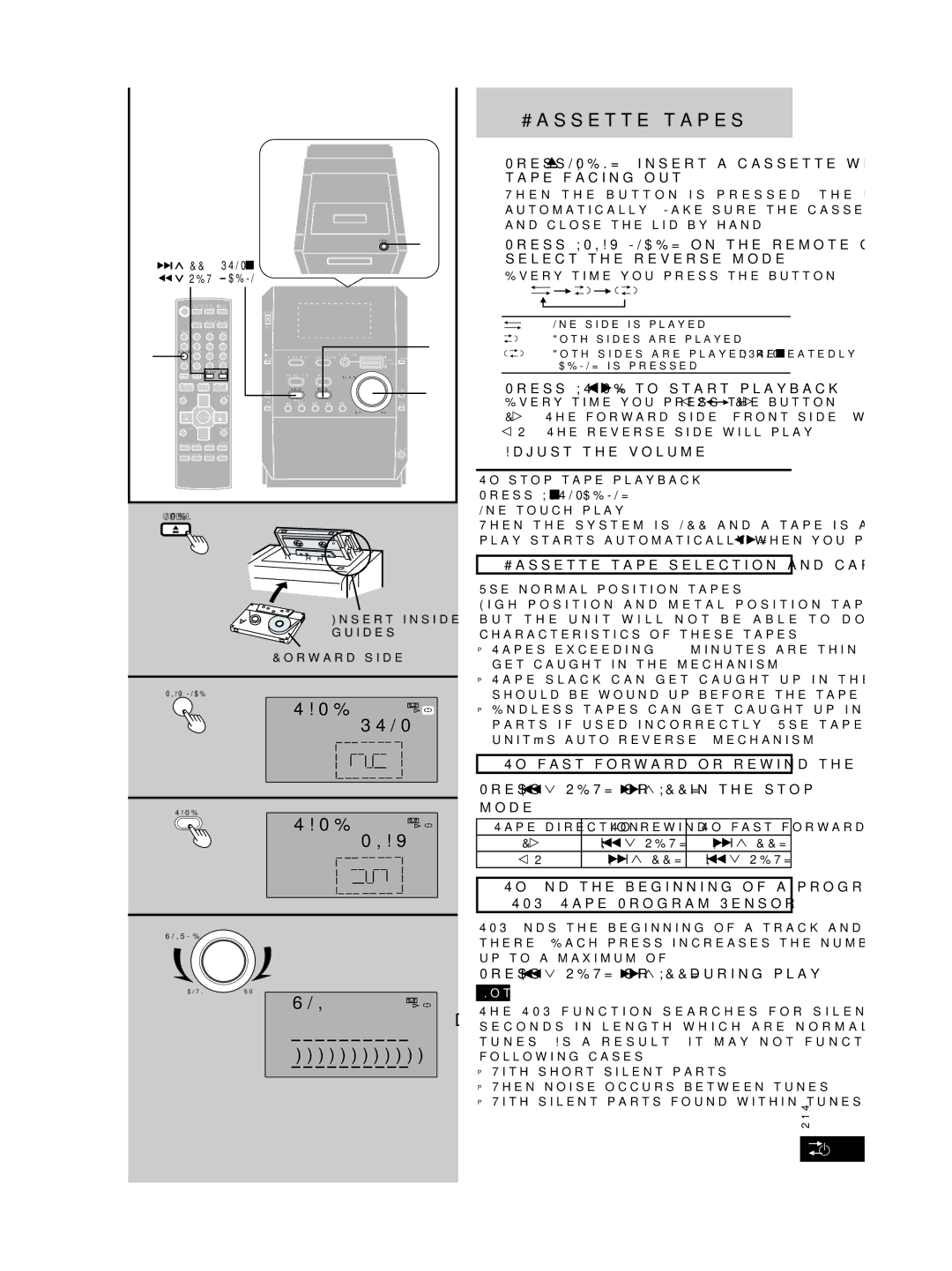 Panasonic SC-PM29 important safety instructions Cassette tapes 