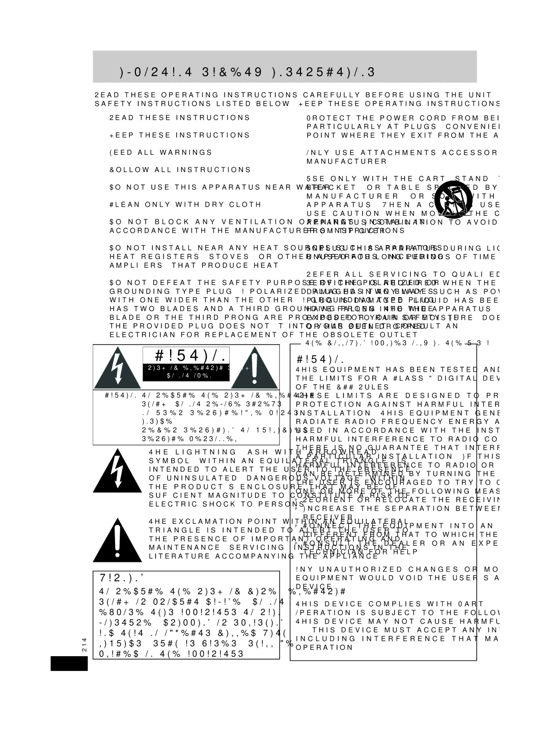 Panasonic SC-PM29 important safety instructions Important Safety Instructions 