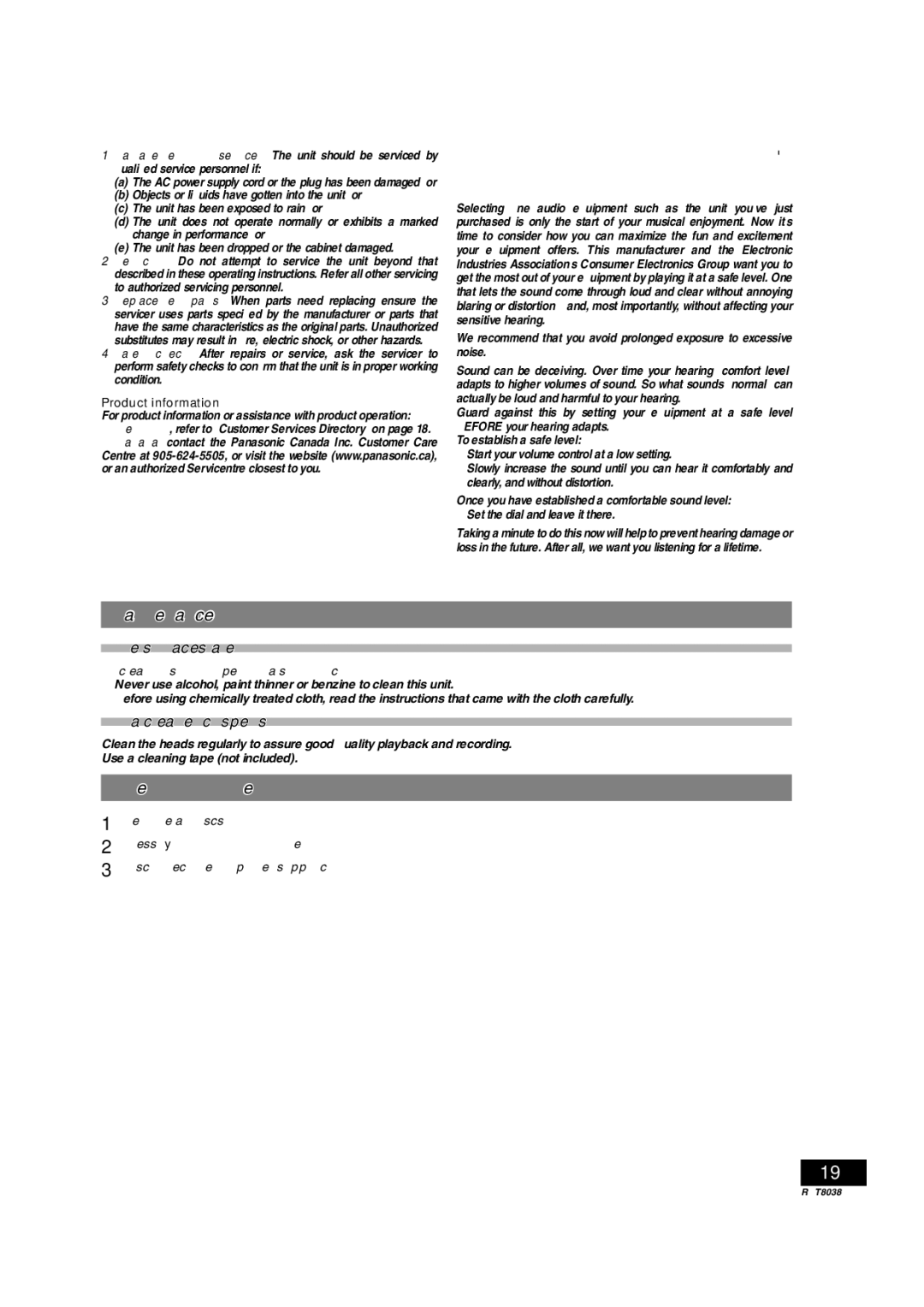 Panasonic SC-PM41 Product Service Listening caution, Maintenance, When moving the unit, If the surfaces are dirty 