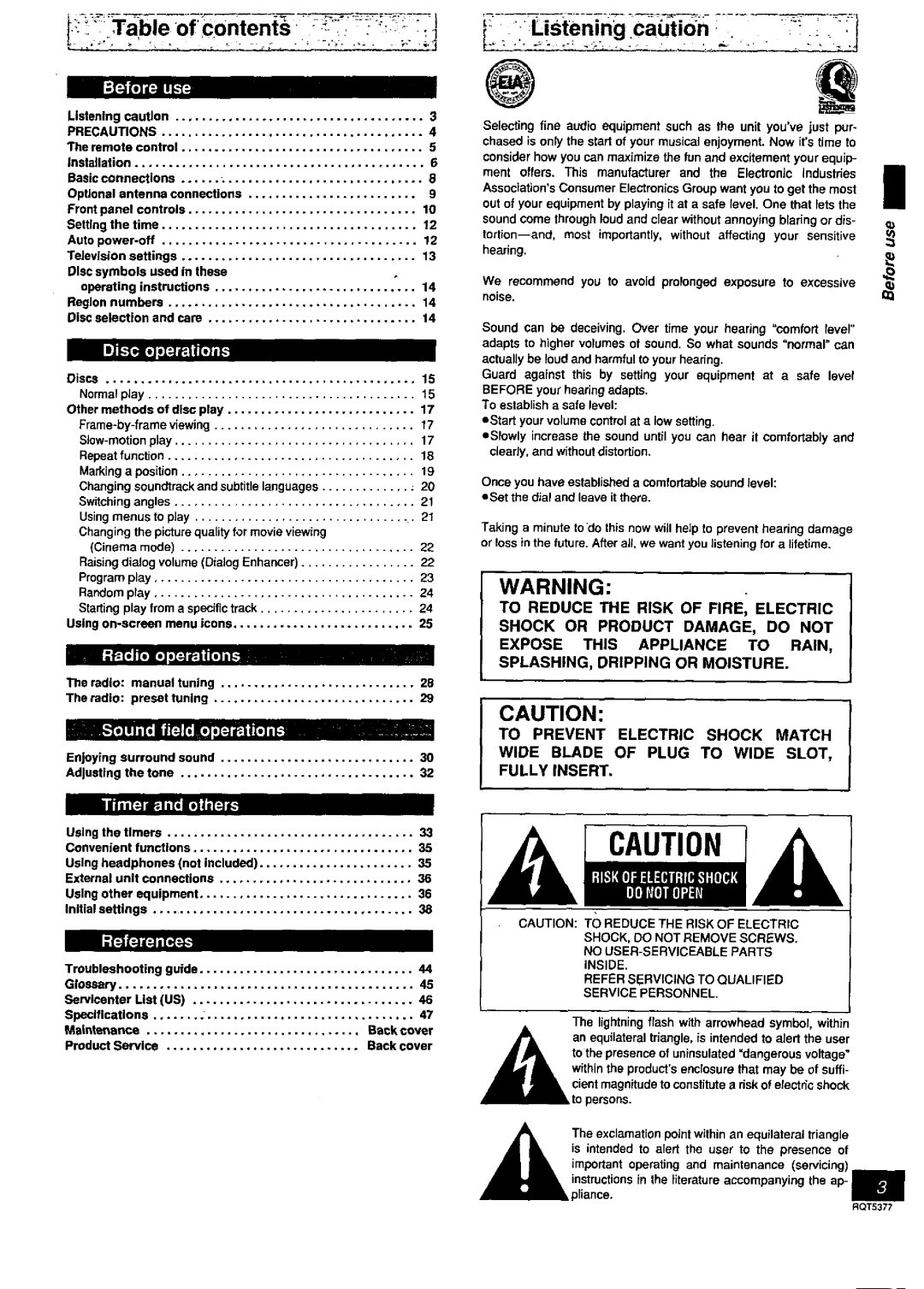 Panasonic SC-PM08, SC-PM88 manual 