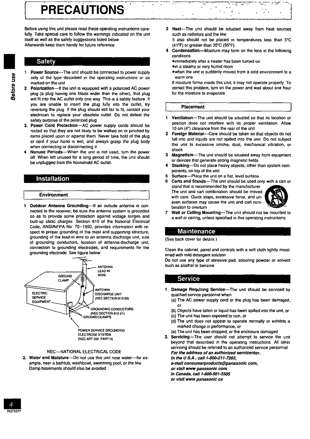 Panasonic SC-PM88, SC-PM08 manual 