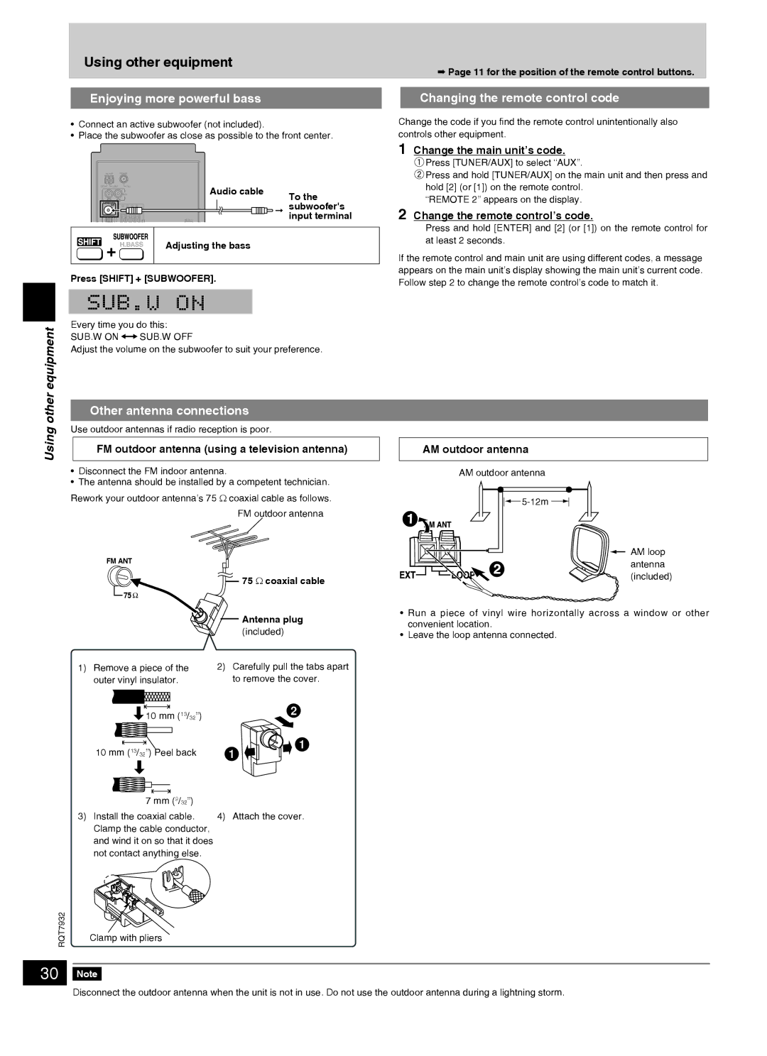 Panasonic SC-PM91D important safety instructions Equipment, Using other 