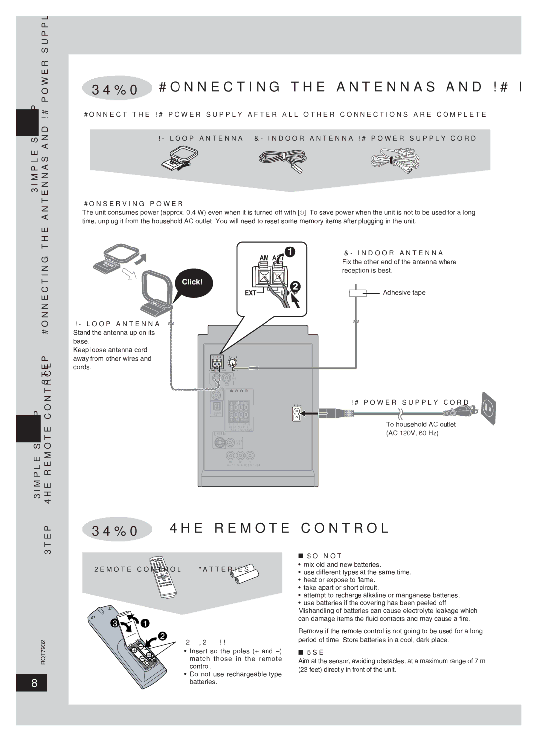 Panasonic SC-PM91D important safety instructions Simple setup and AC power supply cord, Connecting the antennas 