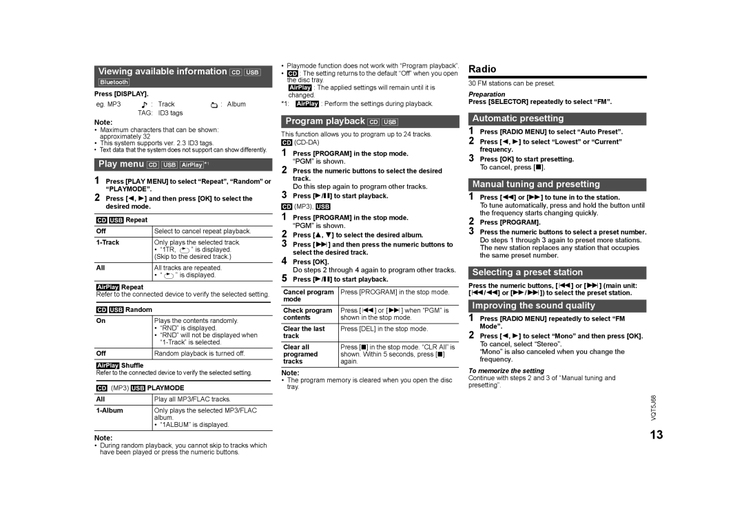 Panasonic SC-PMX9 owner manual Radio 