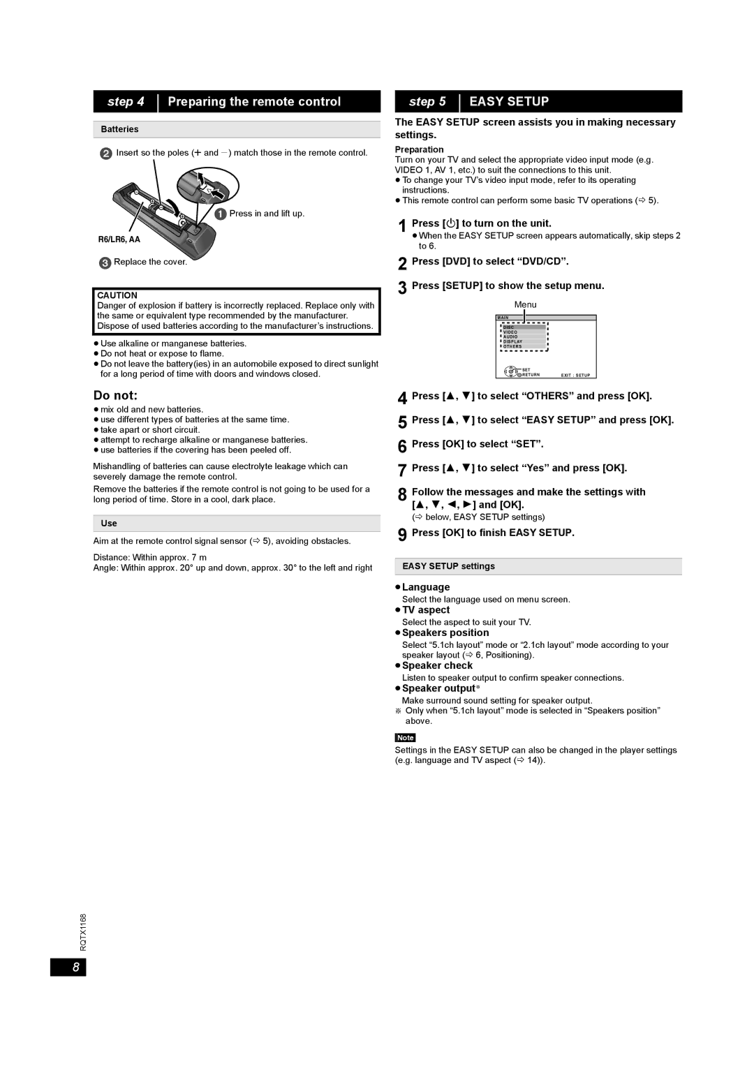 Panasonic SC-PT22 manual Do not 