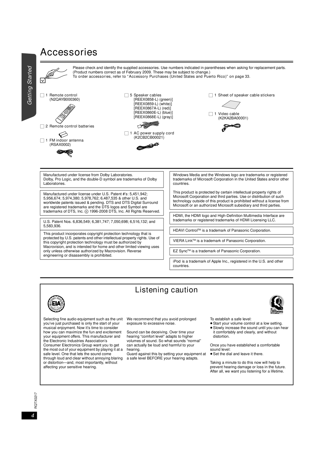 Panasonic SC-PT464 manual Accessories, Getting Playing Discs, Other Operations Reference, K2KA2BA00001 