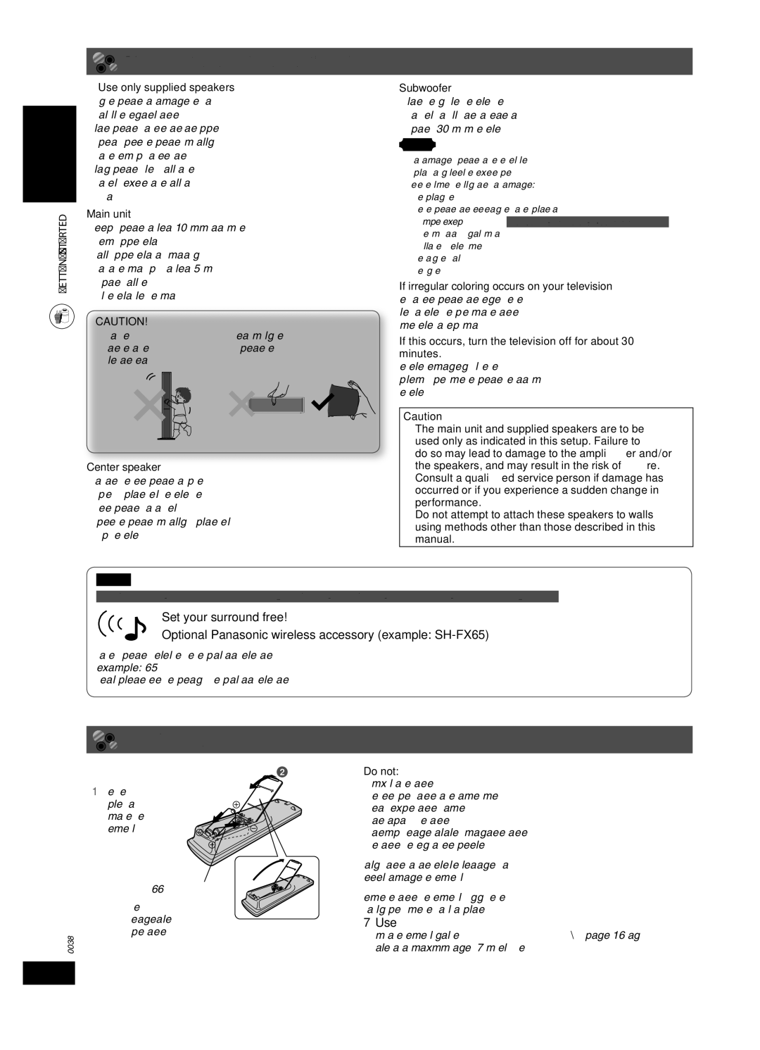 Panasonic SC-PT850 Placement of speakers, Use only supplied speakers, If irregular coloring occurs on your television 