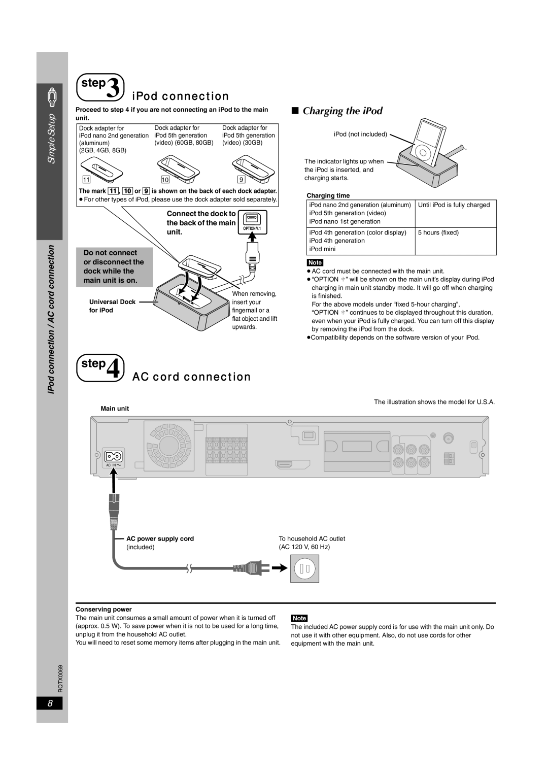 Panasonic SC-PT650 operating instructions Charging the iPod, Connection, IPod, Unit 