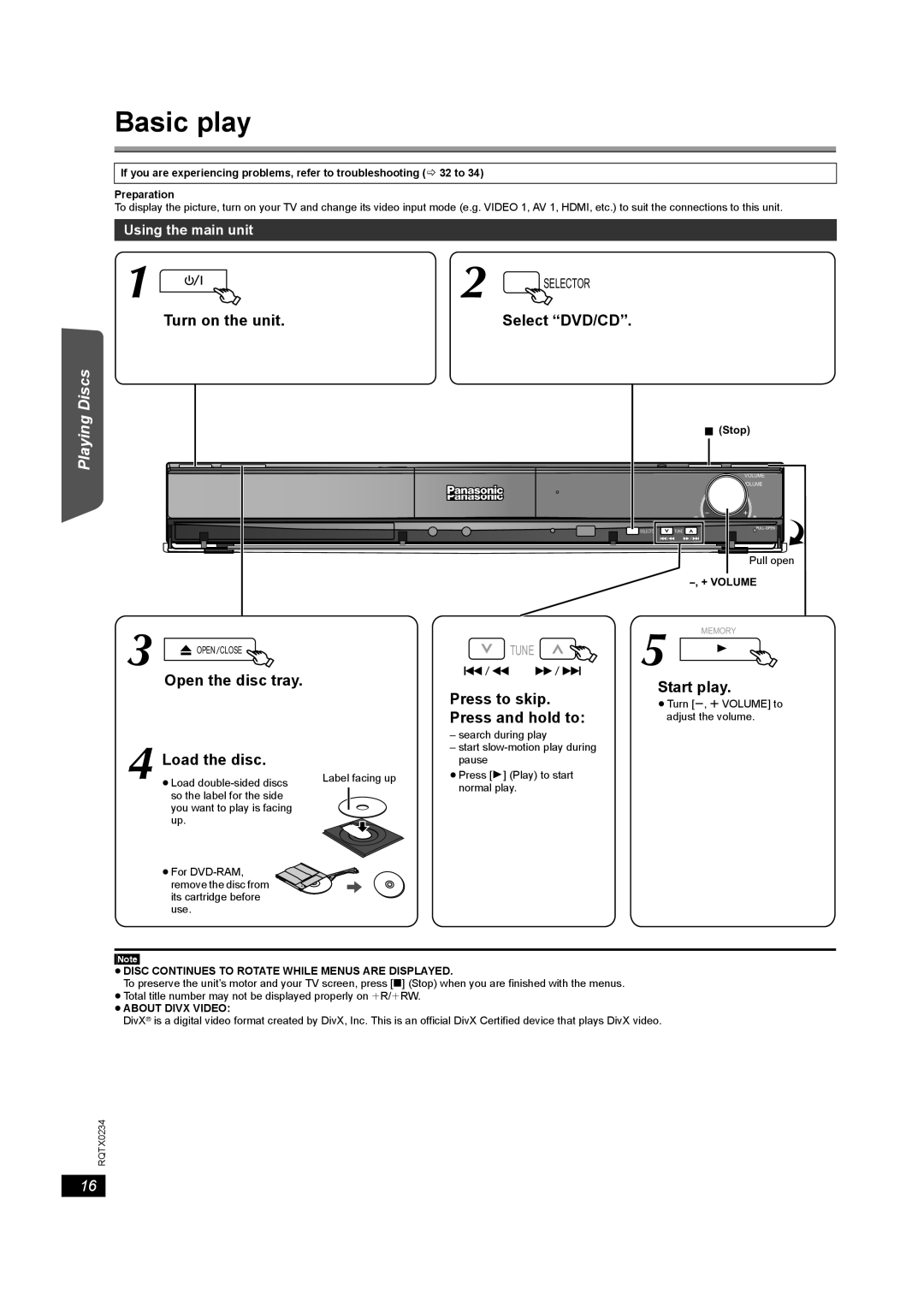 Panasonic SC-PT875 operating instructions Basic play, Other Reference 