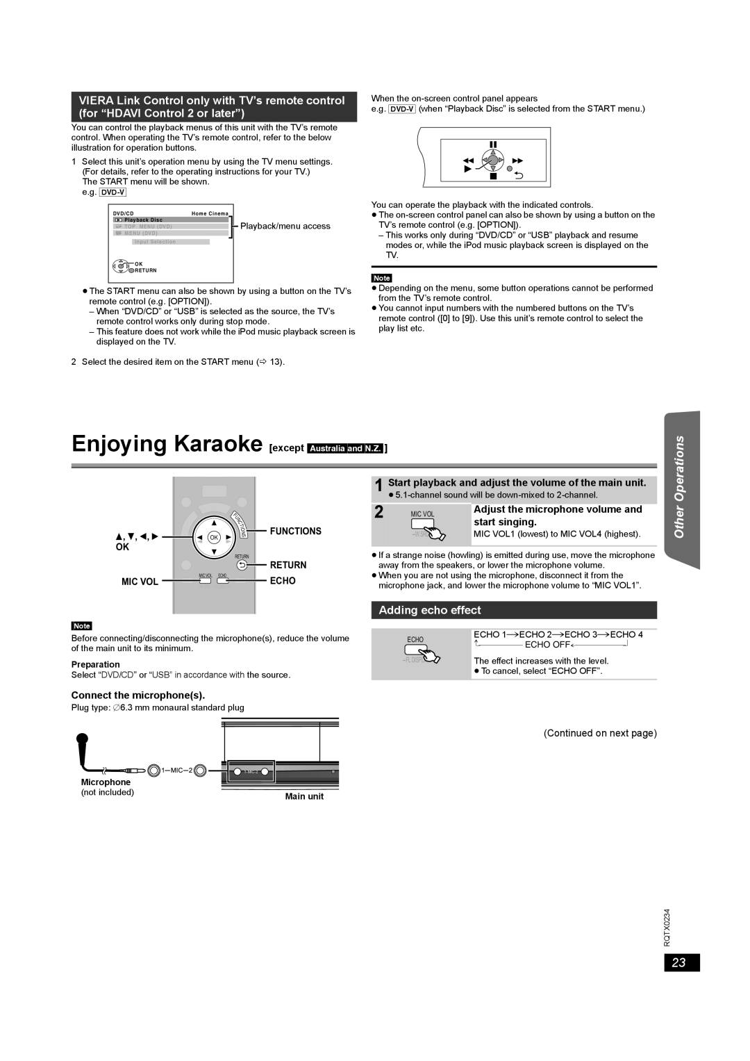 Panasonic SC-PT875 Adding echo effect, Start singing, Connect the microphones, Adjust the microphone volume 