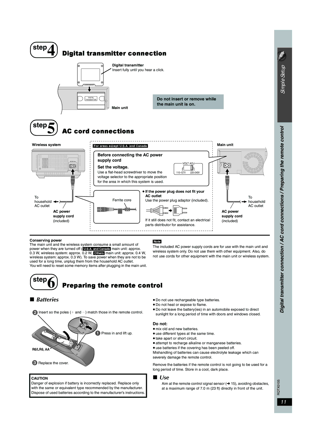 Panasonic SC-PT956 manual Batteries, Use 