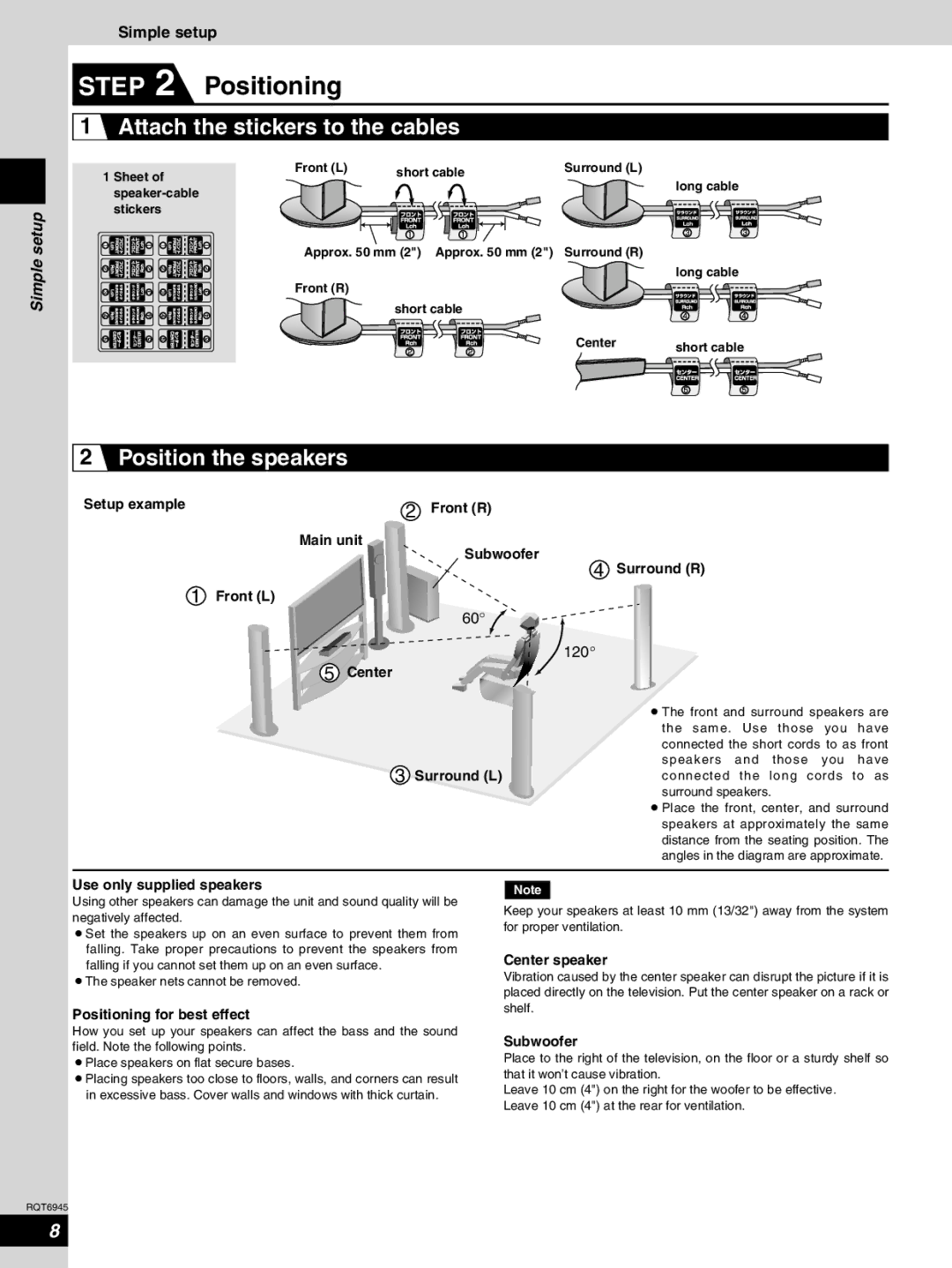 Panasonic SC-ST1 warranty Simple setup 